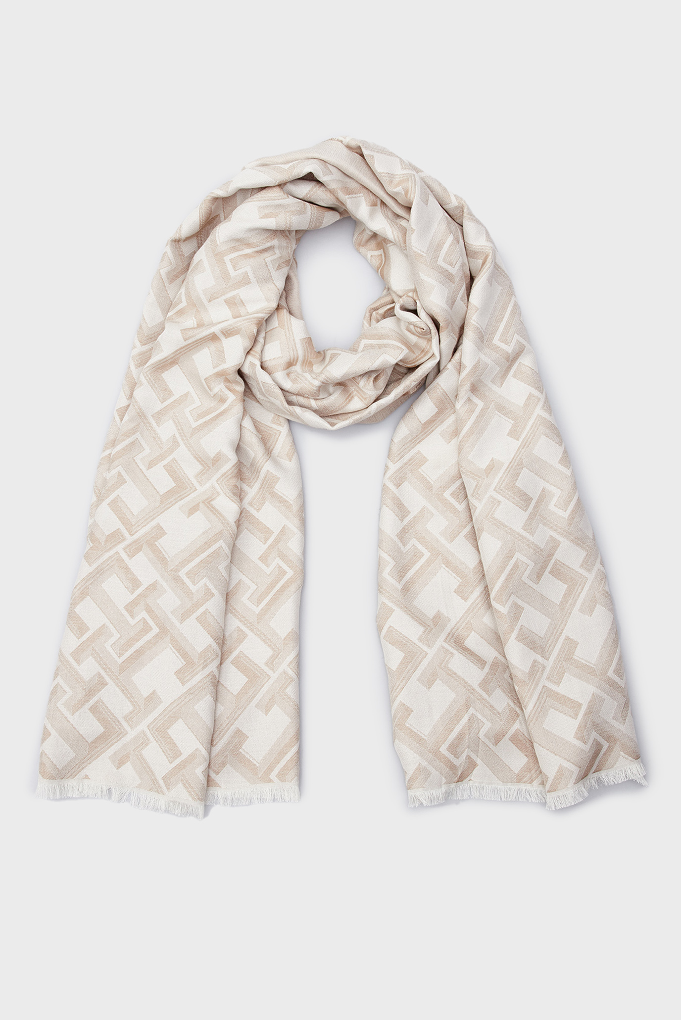 Жіночий бежевий шарф з візерунком TH DISTINCT JACQUARD SCARF 1