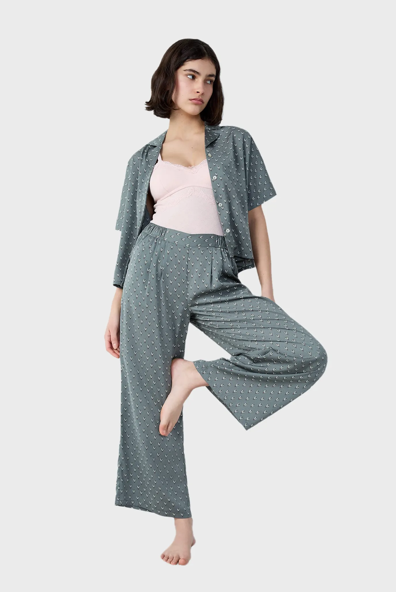 Жіночі темно-зелені брюки з візерунком RHETT 2