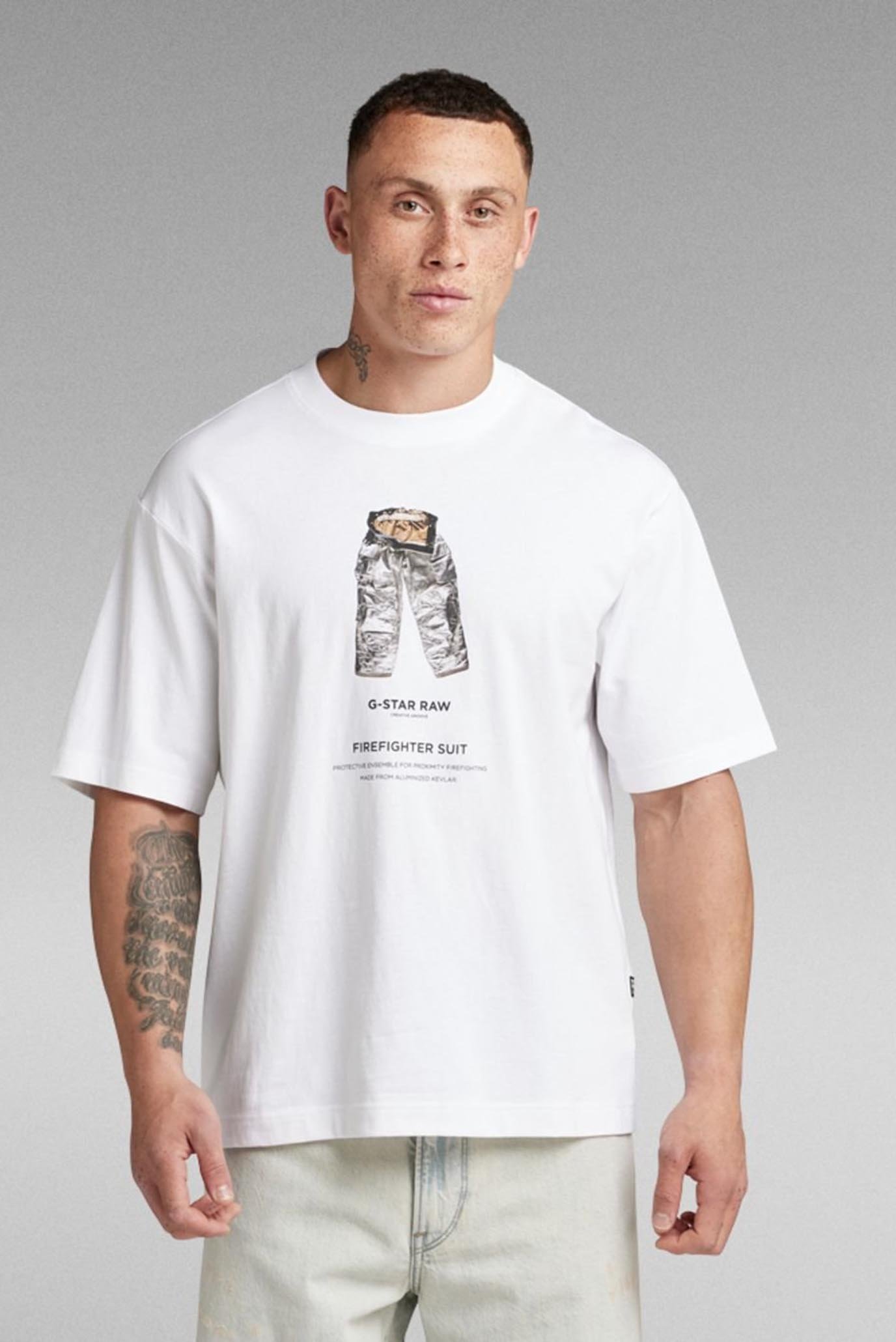 Мужская белая футболка Archive print boxy r t 1