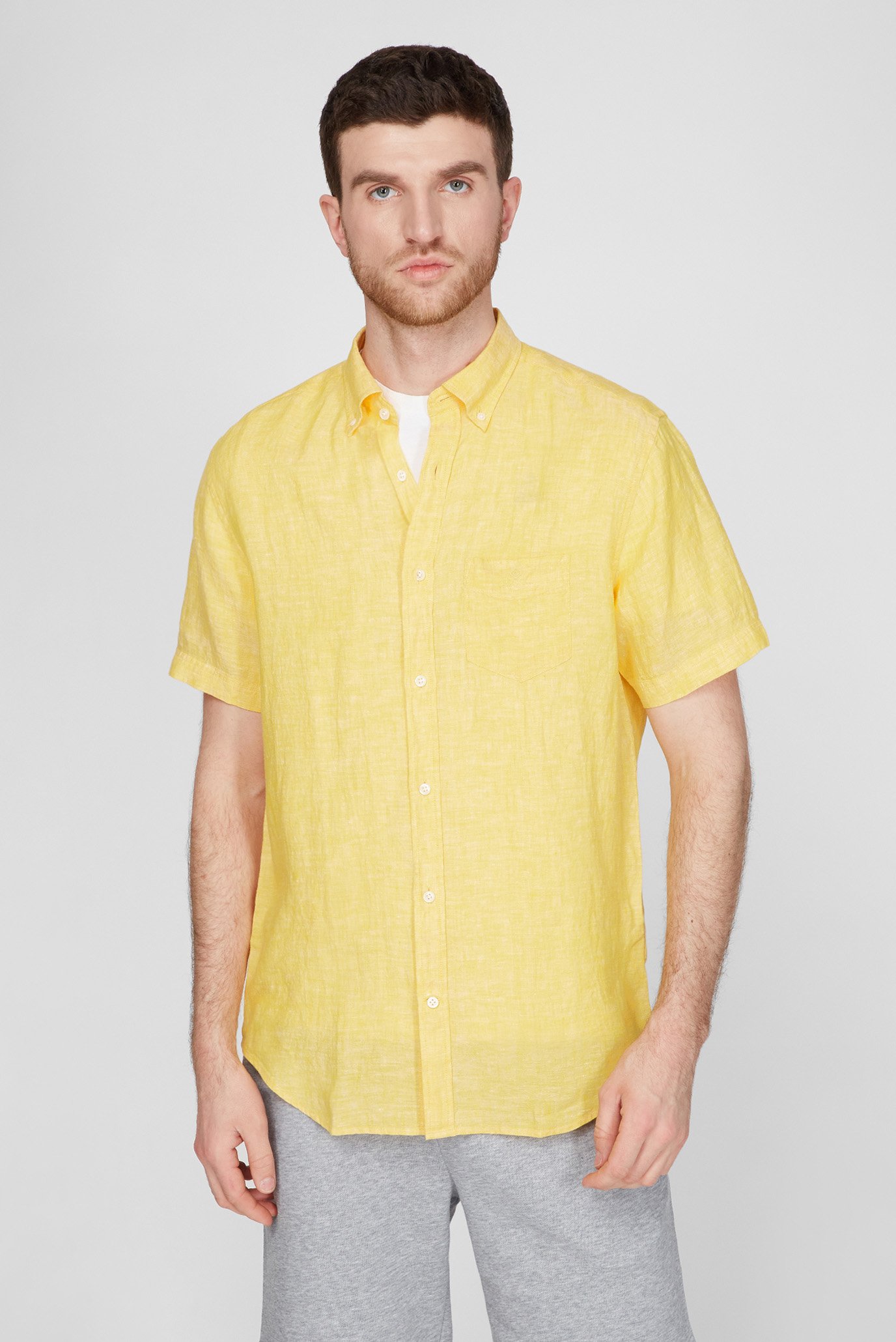 Мужская желтая льняная рубашка REG LINEN 1