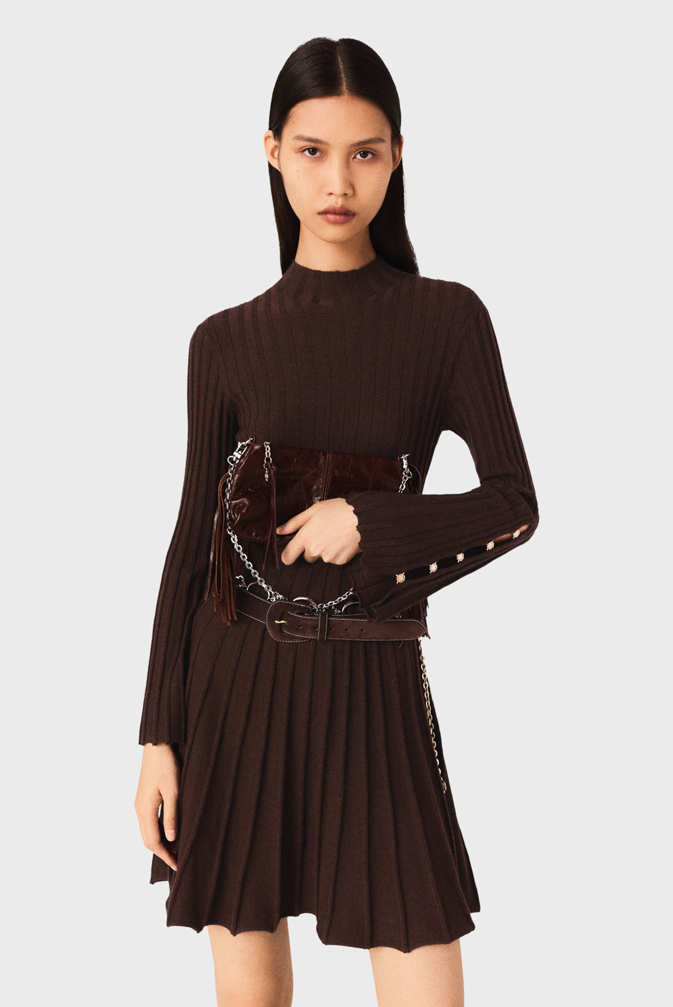Женское темно-коричневое платье Коричневый 40 MAJE MFPRO04502_Dark brown Женское темно-коричневое платье Коричневый 40 MAJE MFPRO04502_Dark brown