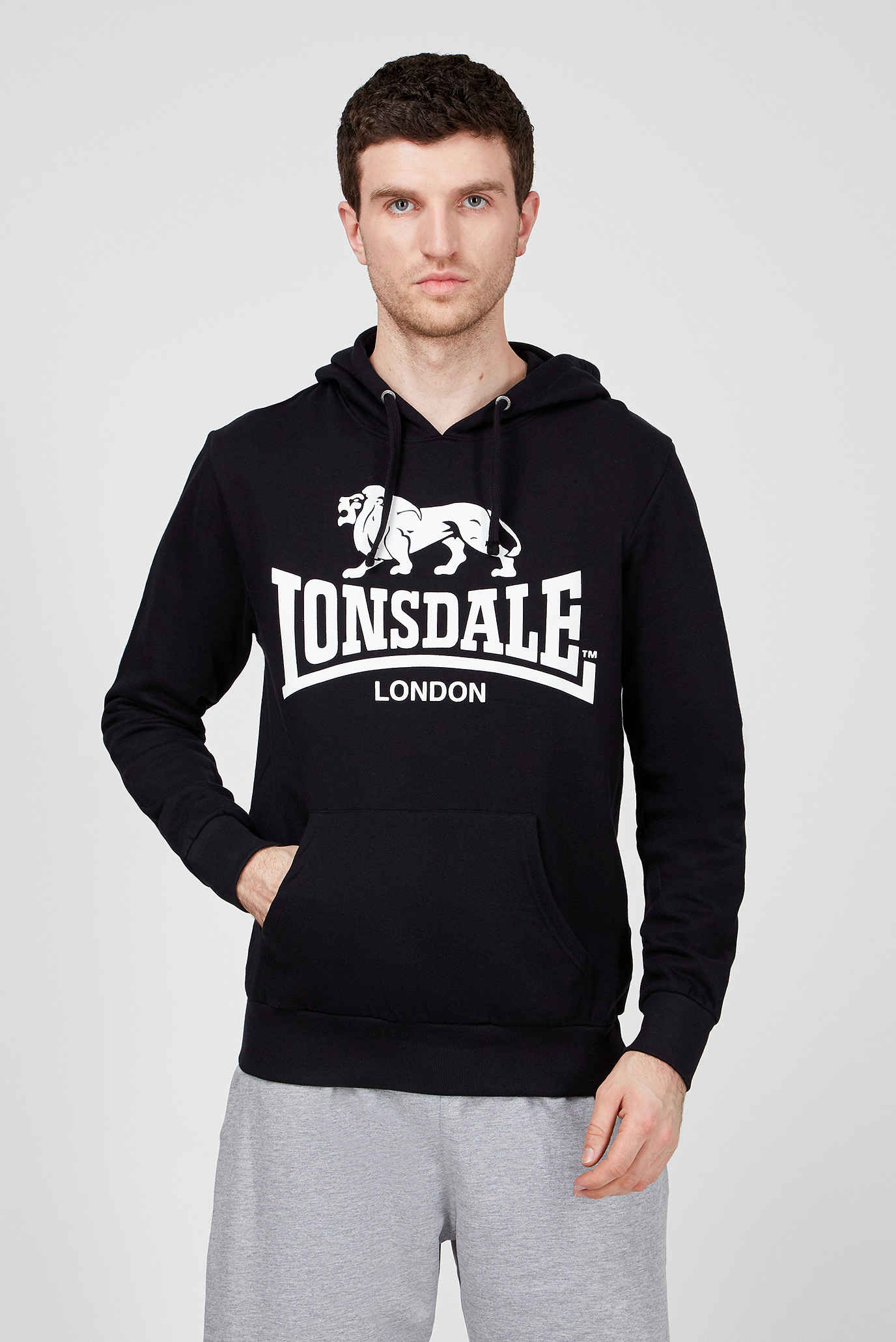 Мужское черное худи Черный L Lonsdale 113027 Мужское черное худи Черный L Lonsdale 113027