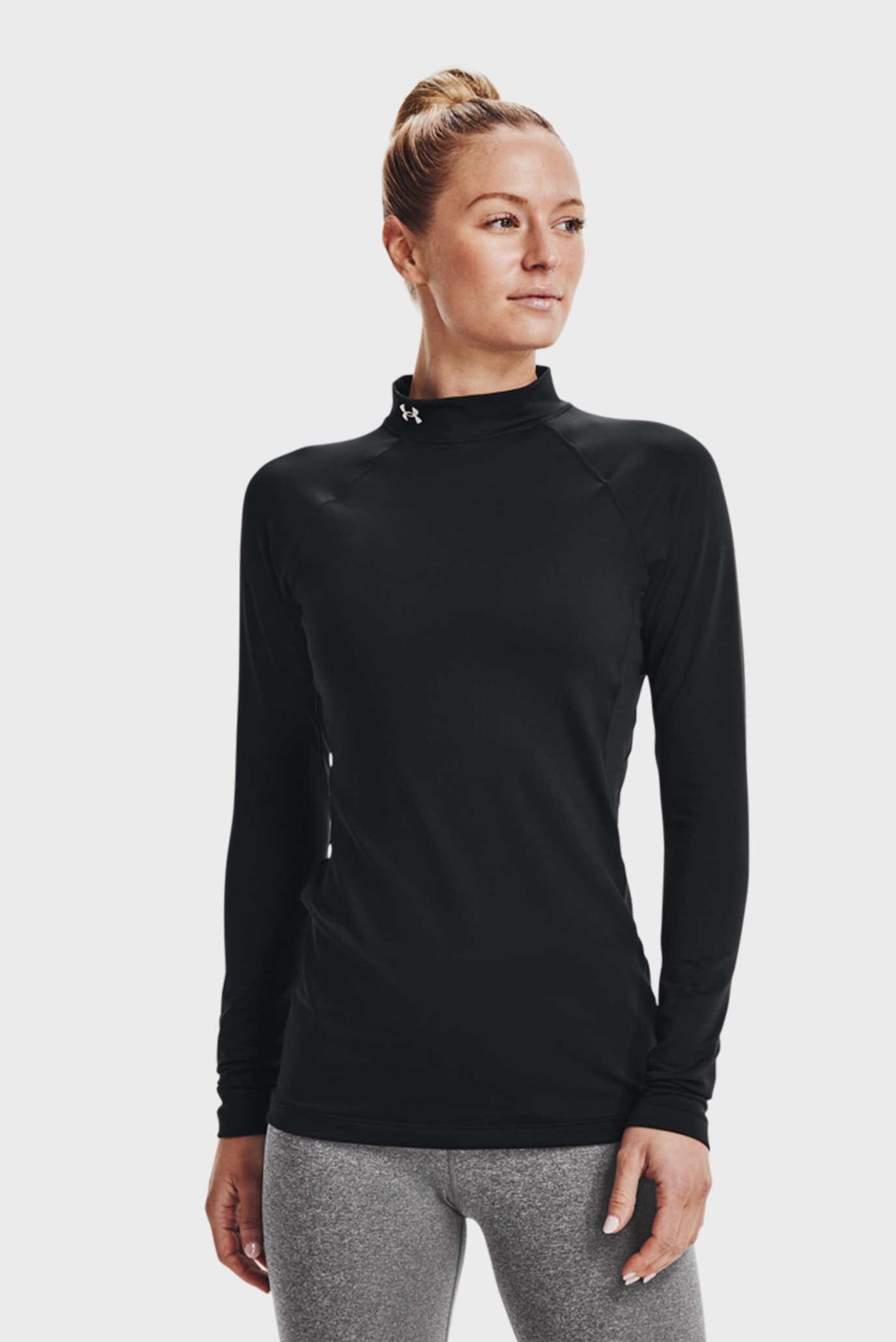 Жіночий чорний лонгслів UA CG Authentics Mockneck-BLK 1