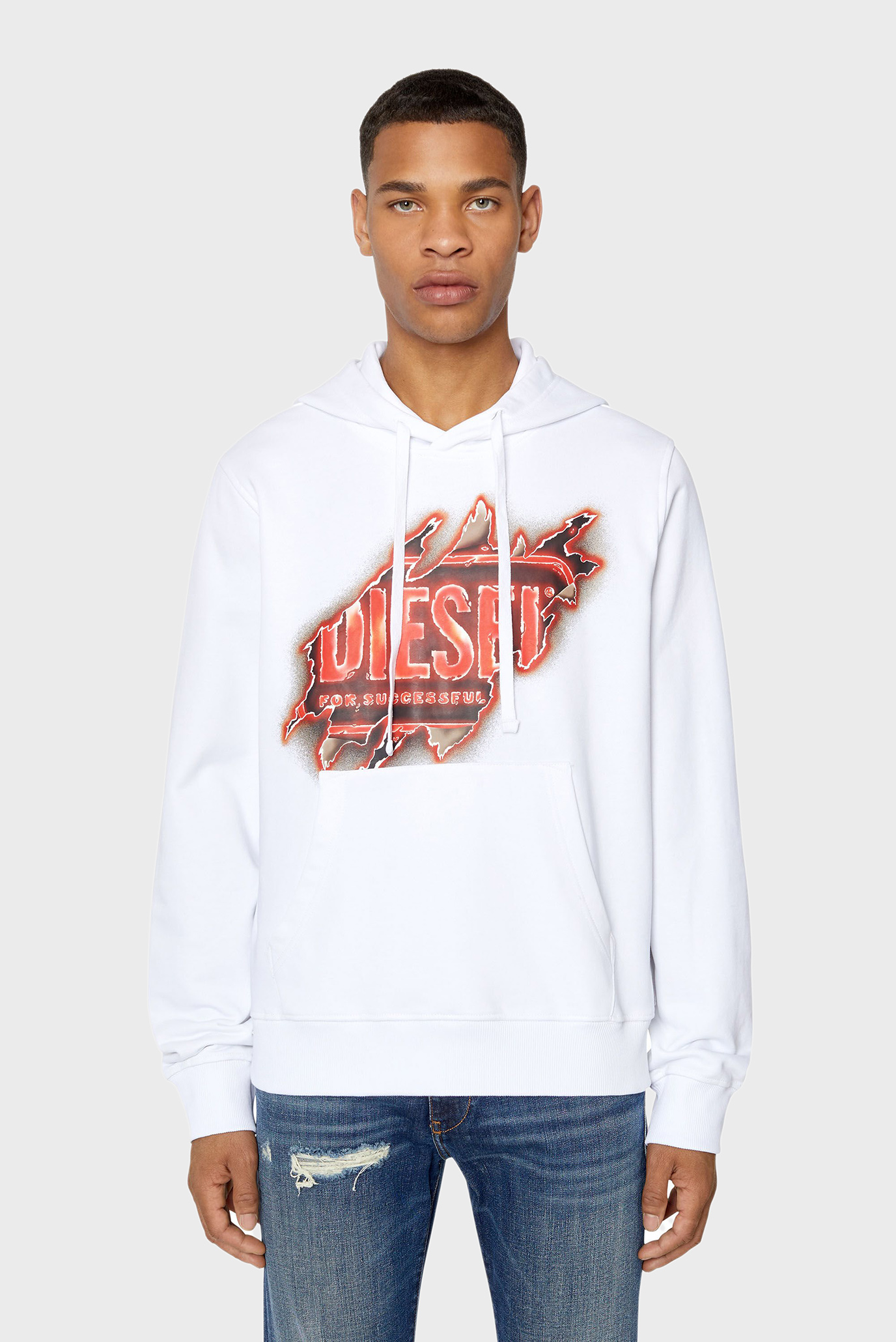 Мужское белое худи S-GINN-HOOD-E8 SWEAT-SHIRT 1