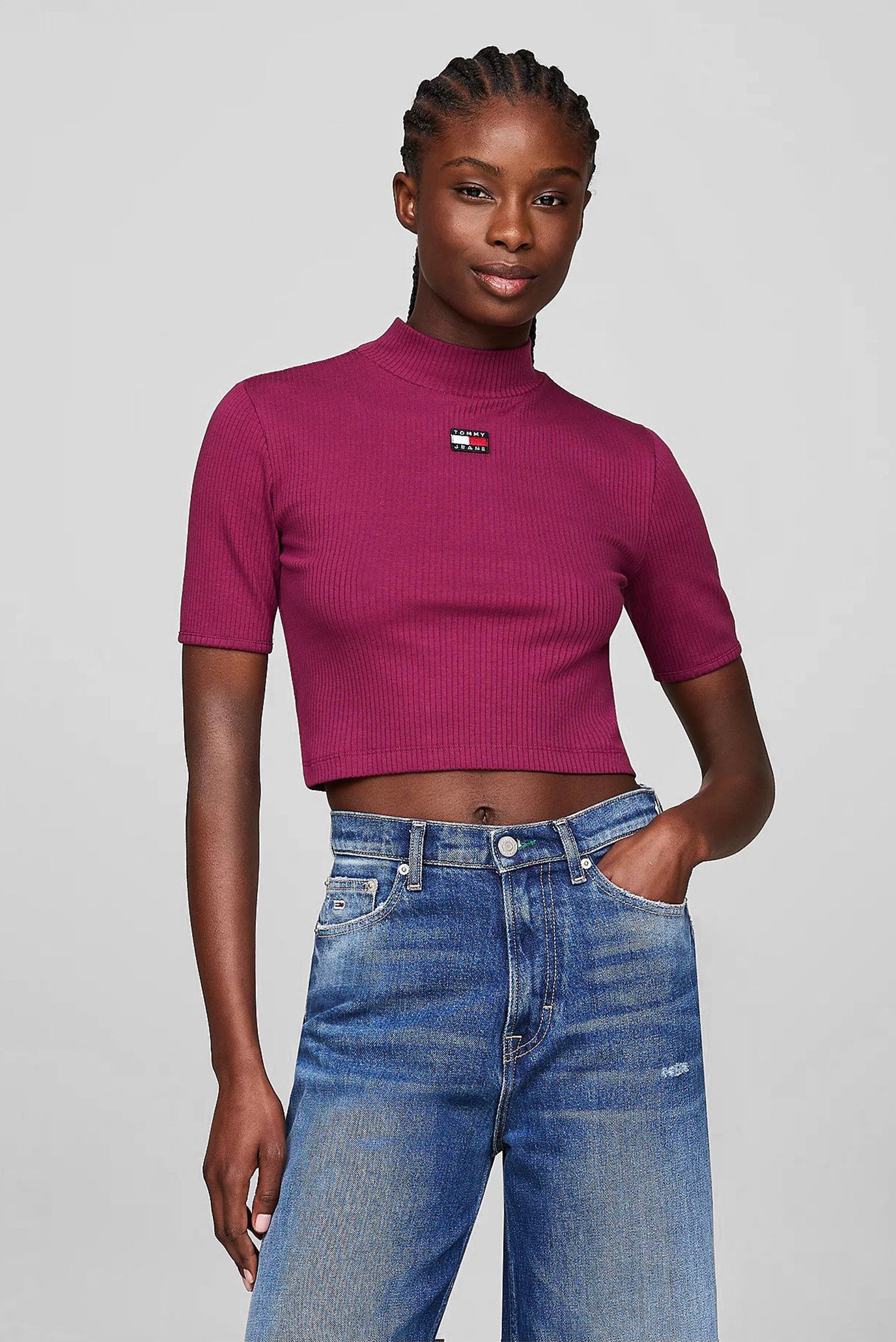 Женский бордовый топ TJW BADGE MOCK NECK TOP SS 1