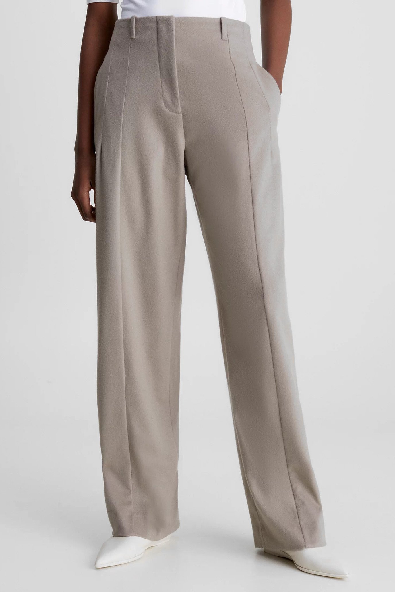Женские бежевые шерстяные брюки SOFT WOOL STRAIGHT PANT 1