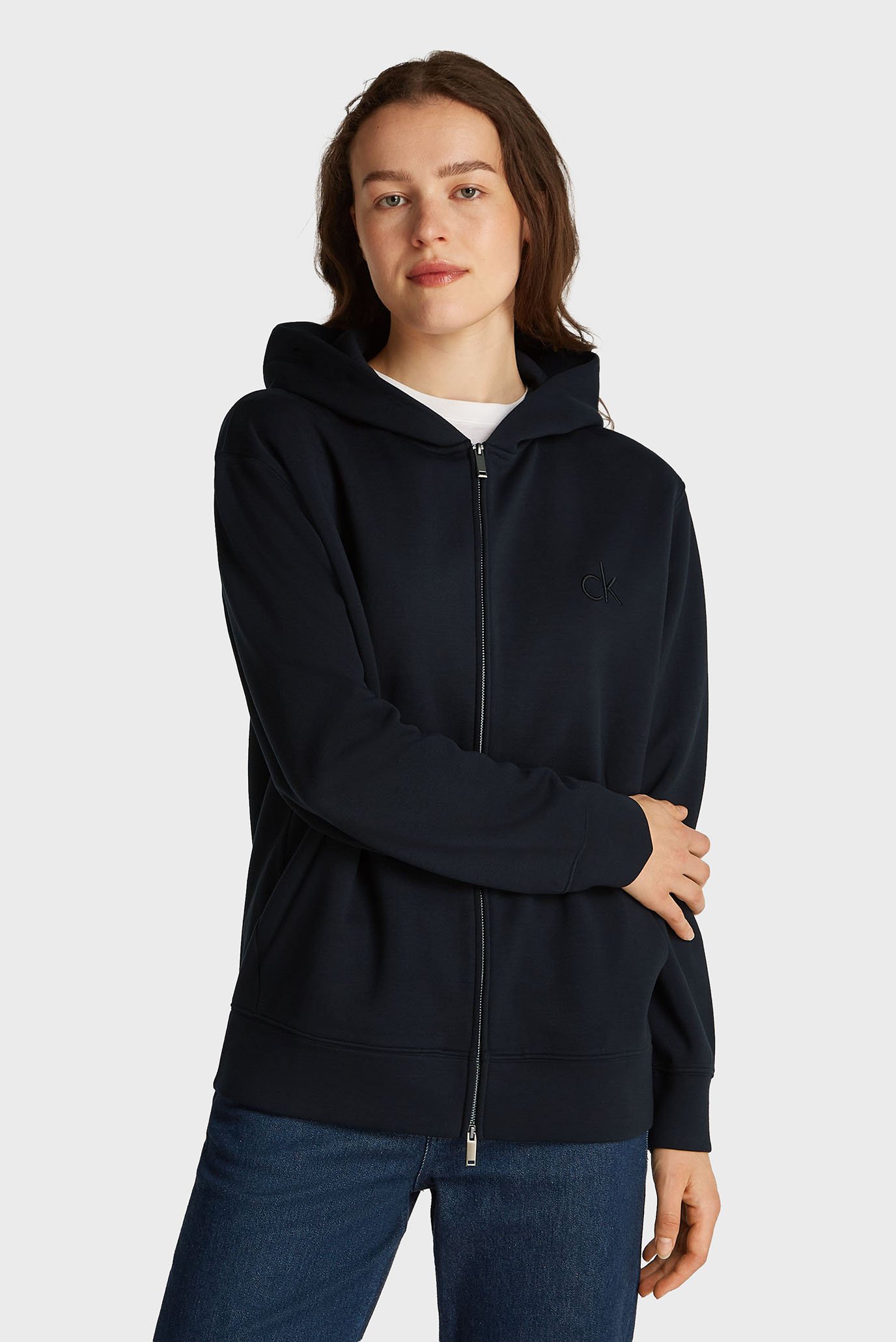 Женское черное худи VISCOSE BONDED CK EMB ZIP HOODIE Черный M Calvin Klein K20K208087 Женское черное худи VISCOSE BONDED CK EMB ZIP HOODIE Черный M Calvin Klein K20K208087
