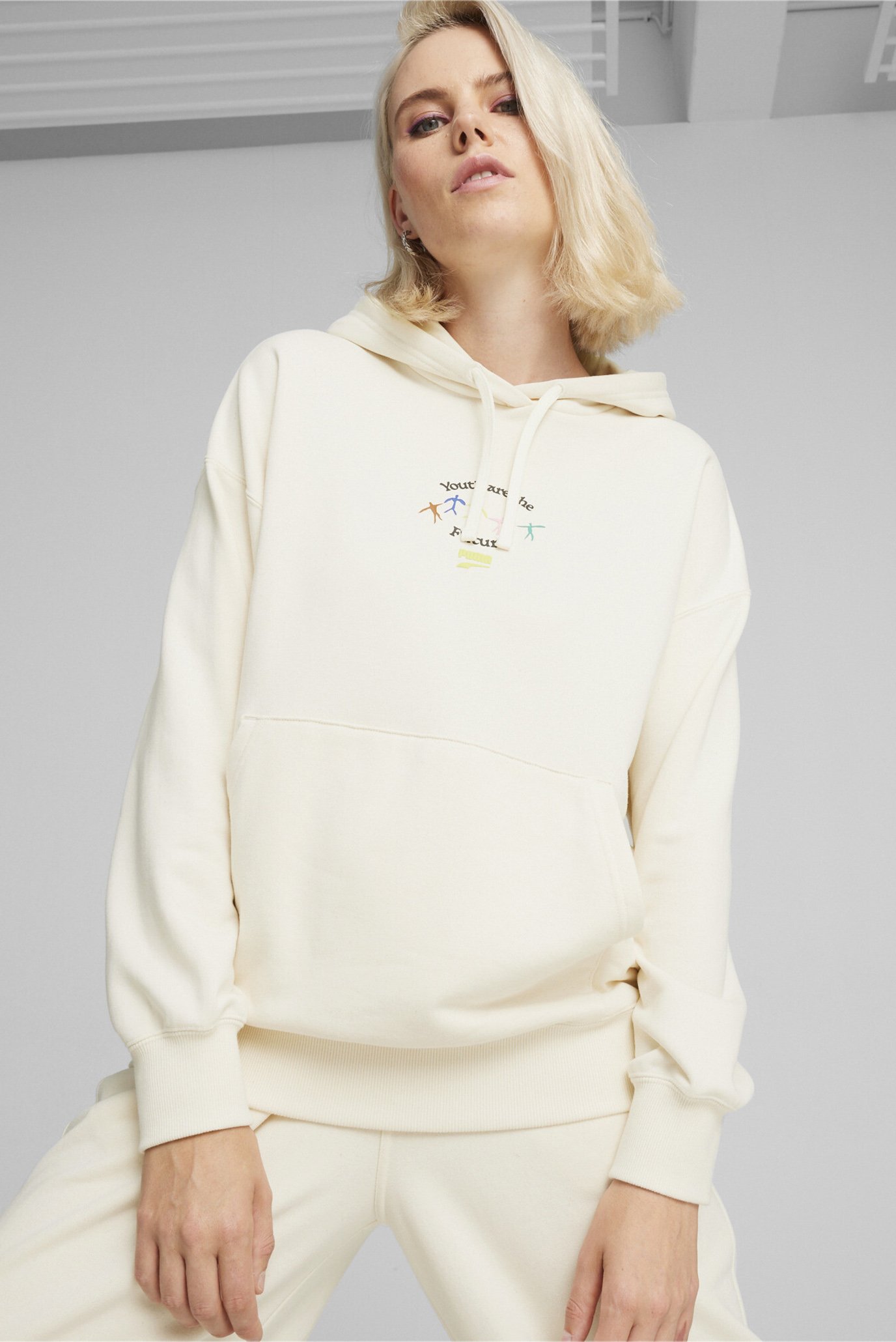 Жіноче бежеве худі з графічним малюнком DOWNTOWN Women's Graphic Hoodie 1