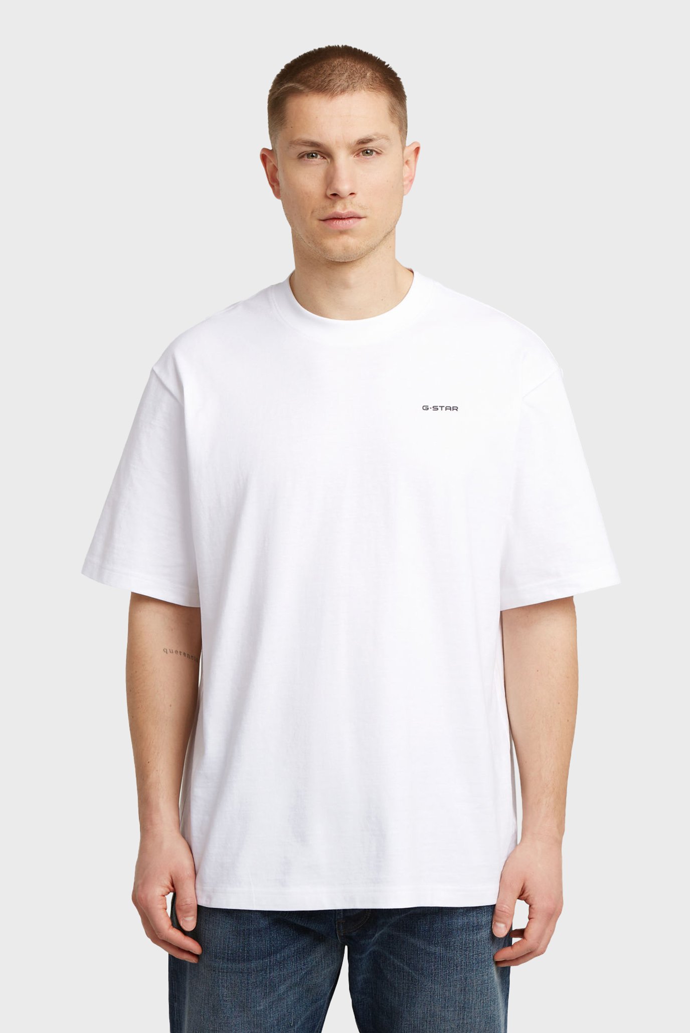 Мужская белая футболка Boxy Белый S G-Star RAW D26817,D593 Мужская белая футболка Boxy Белый S G-Star RAW D26817,D593