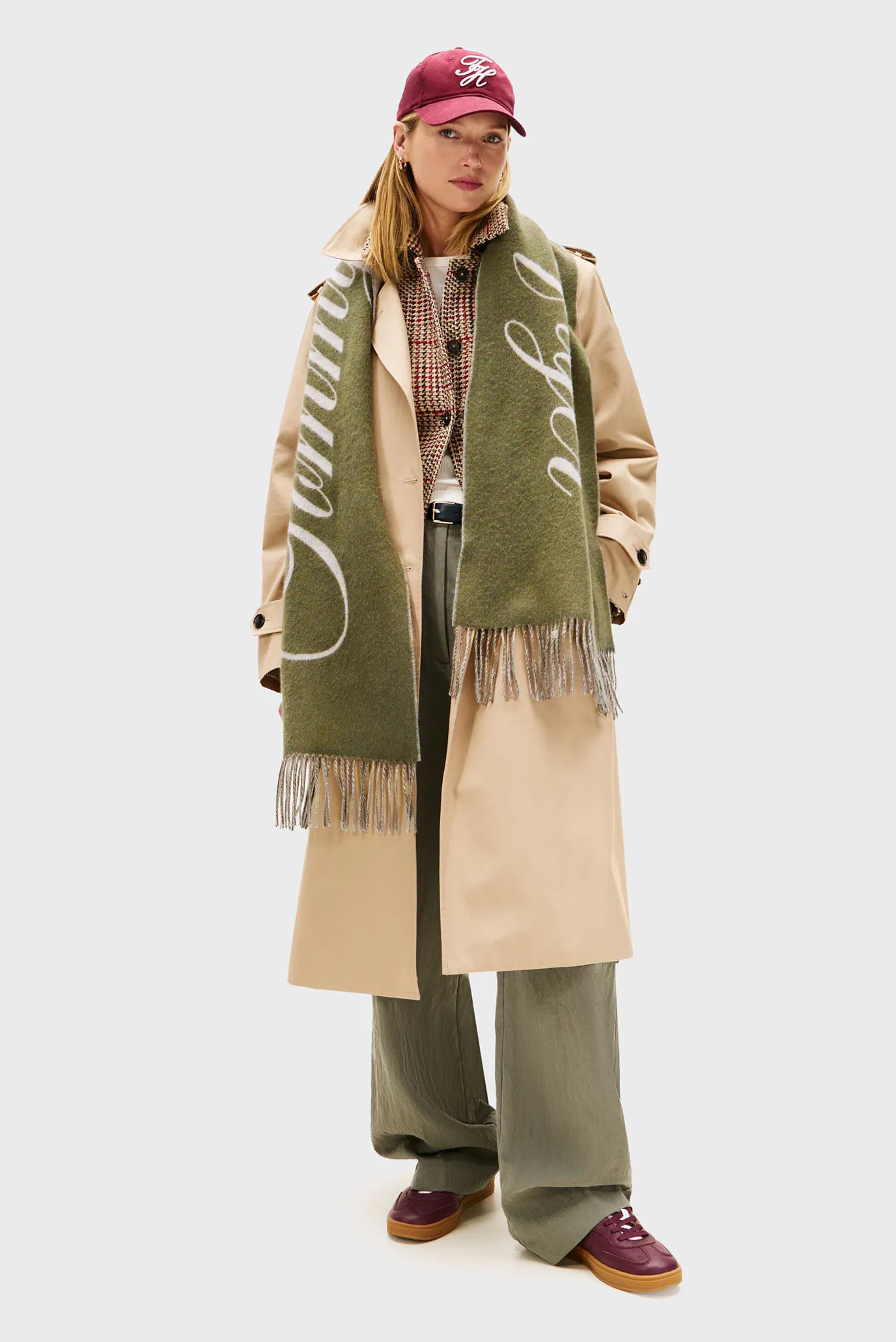 Женский зеленый шерстяной шарф SCRIPT LOGO 2