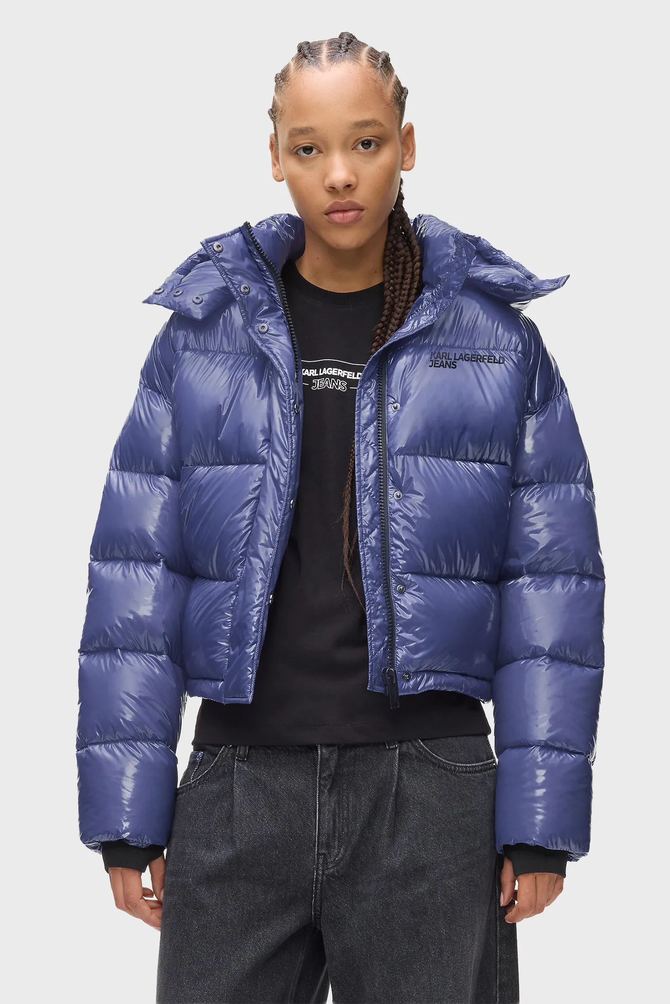 Жіноча синя куртка boxy 1