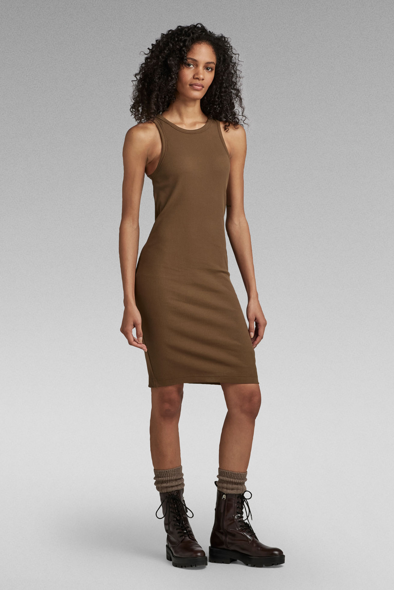Женское коричневое платье Tank dress slim 1
