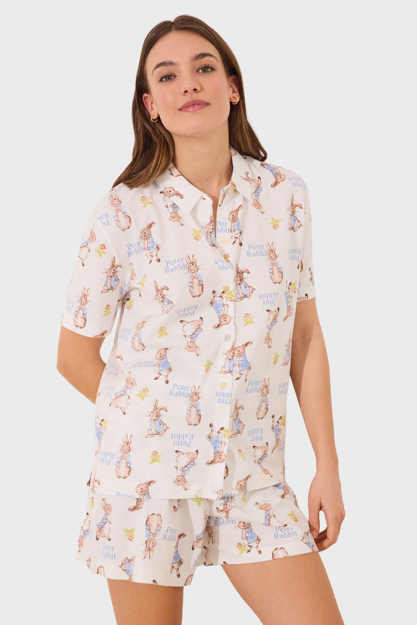 Женская белая пижама с узором (рубашка, шорты) Peter Rabbit Белый XS womensecret 3139861 Женская белая пижама с узором (рубашка, шорты) Peter Rabbit Белый XS womensecret 3139861