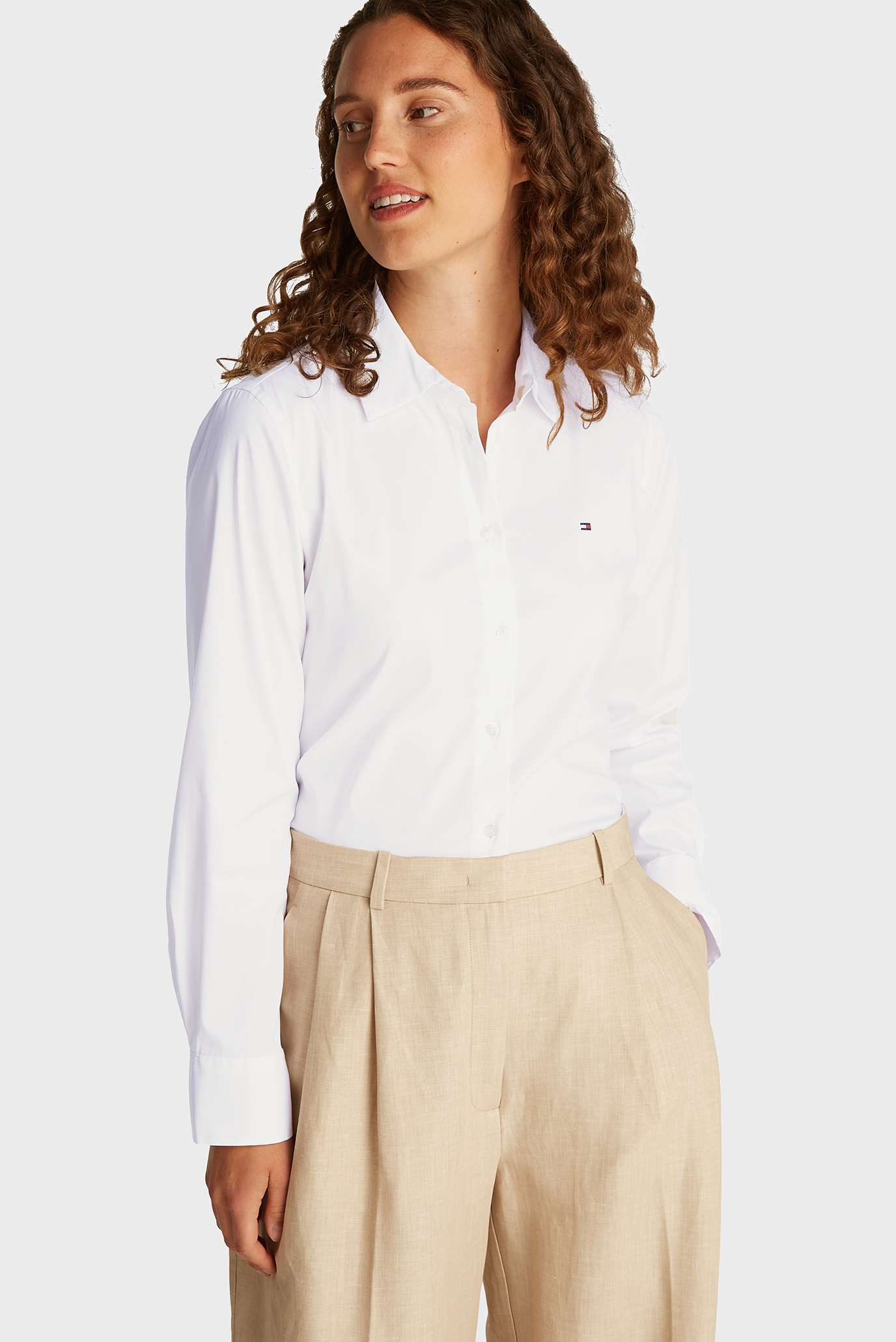 Женская белая рубашка ESS POPLIN REGULAR SHIRT Белый M Tommy Hilfiger WW0WW44084 Женская белая рубашка ESS POPLIN REGULAR SHIRT Белый M Tommy Hilfiger WW0WW44084