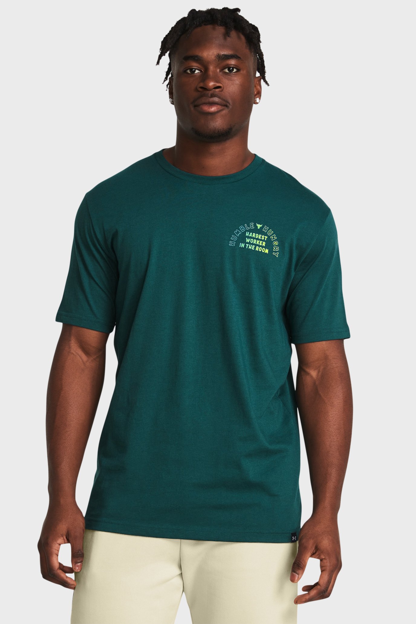 Мужская зеленая футболка UA Pjt Rck H&H Graphc SS 1