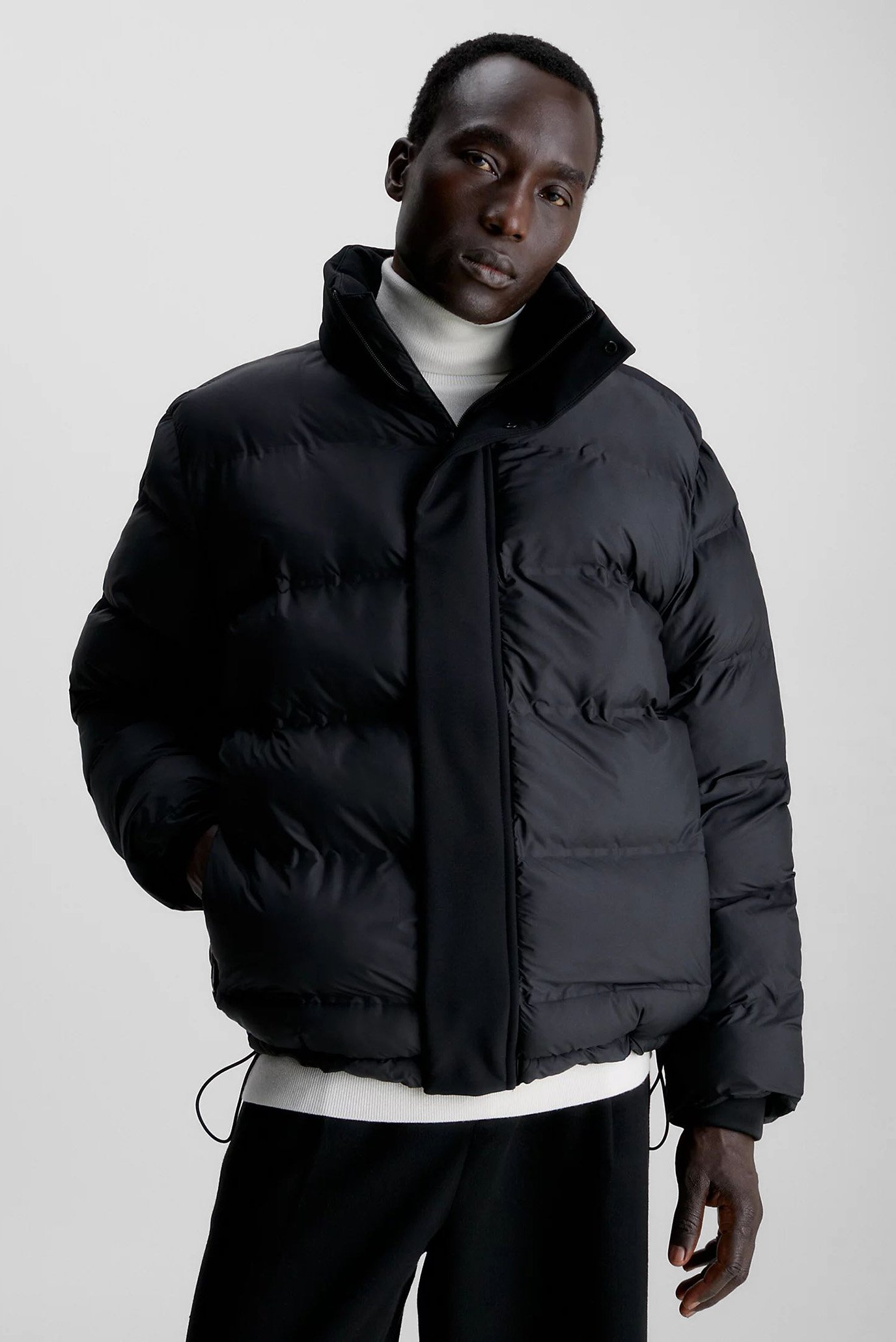 Calvin Klein MIX MEDIA QUILT JACKET HOOD - Summer jacket - black 
