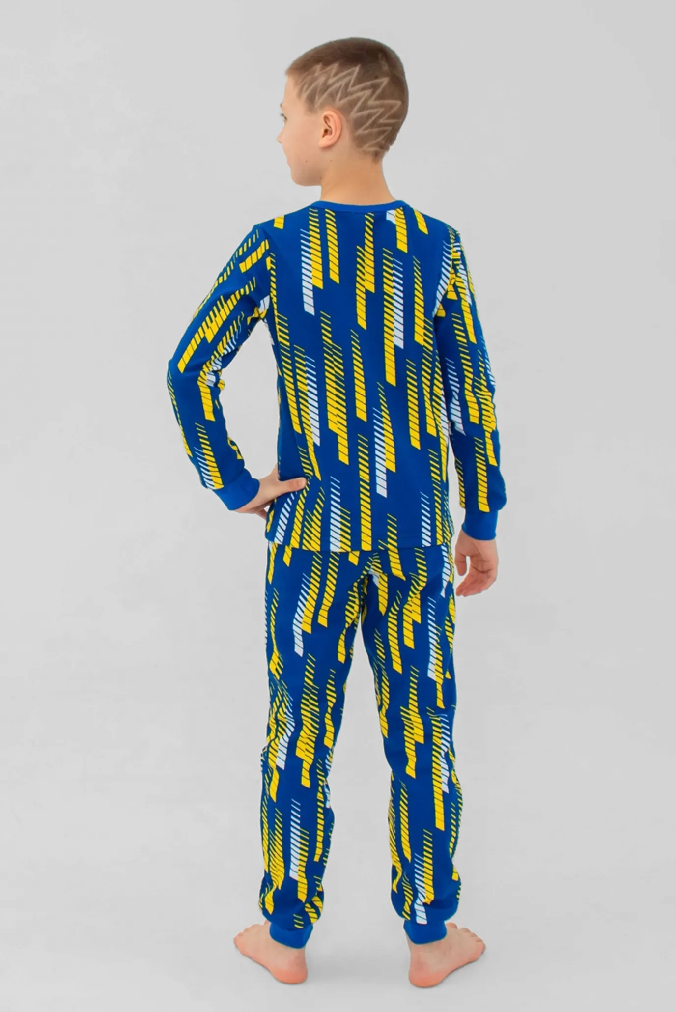 Дитяча темно-синя піжама з візерунком (лонгслів, брюки) 2