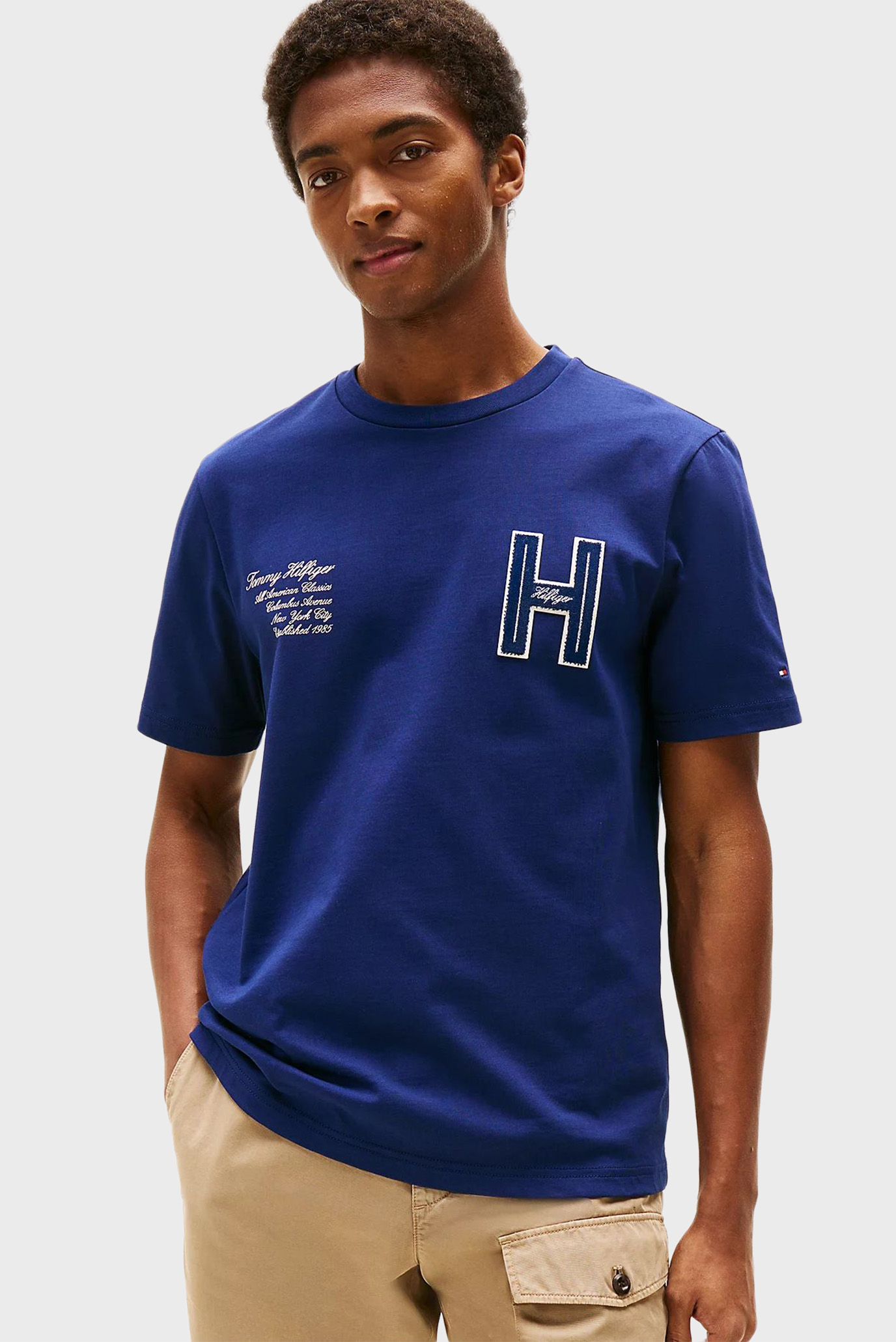 Мужская синяя футболка VARSITY HILFIGER Синий L Tommy Hilfiger MW0MW39364 Мужская синяя футболка VARSITY HILFIGER Синий L Tommy Hilfiger MW0MW39364