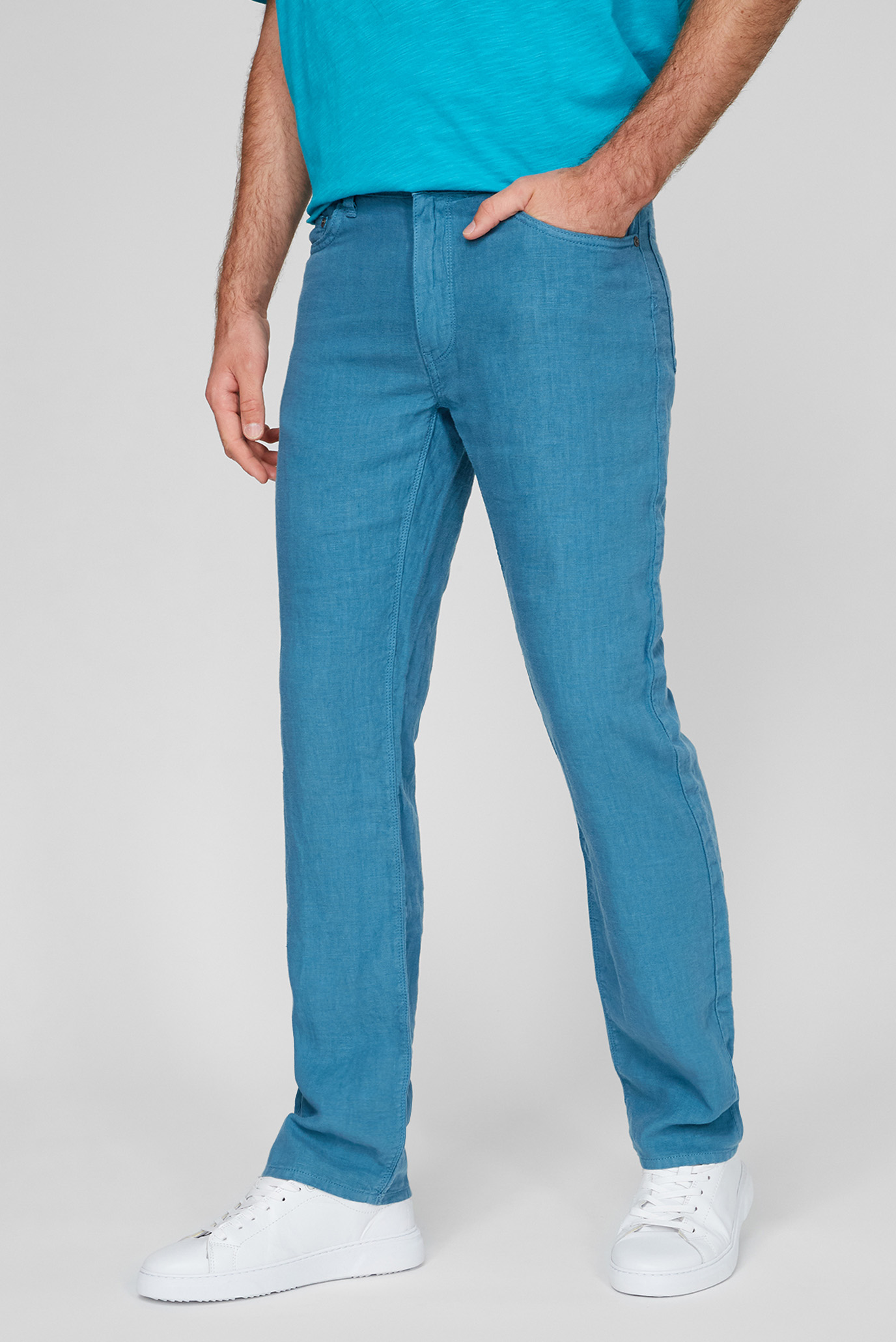 Чоловічі блакитні лляні брюки 1