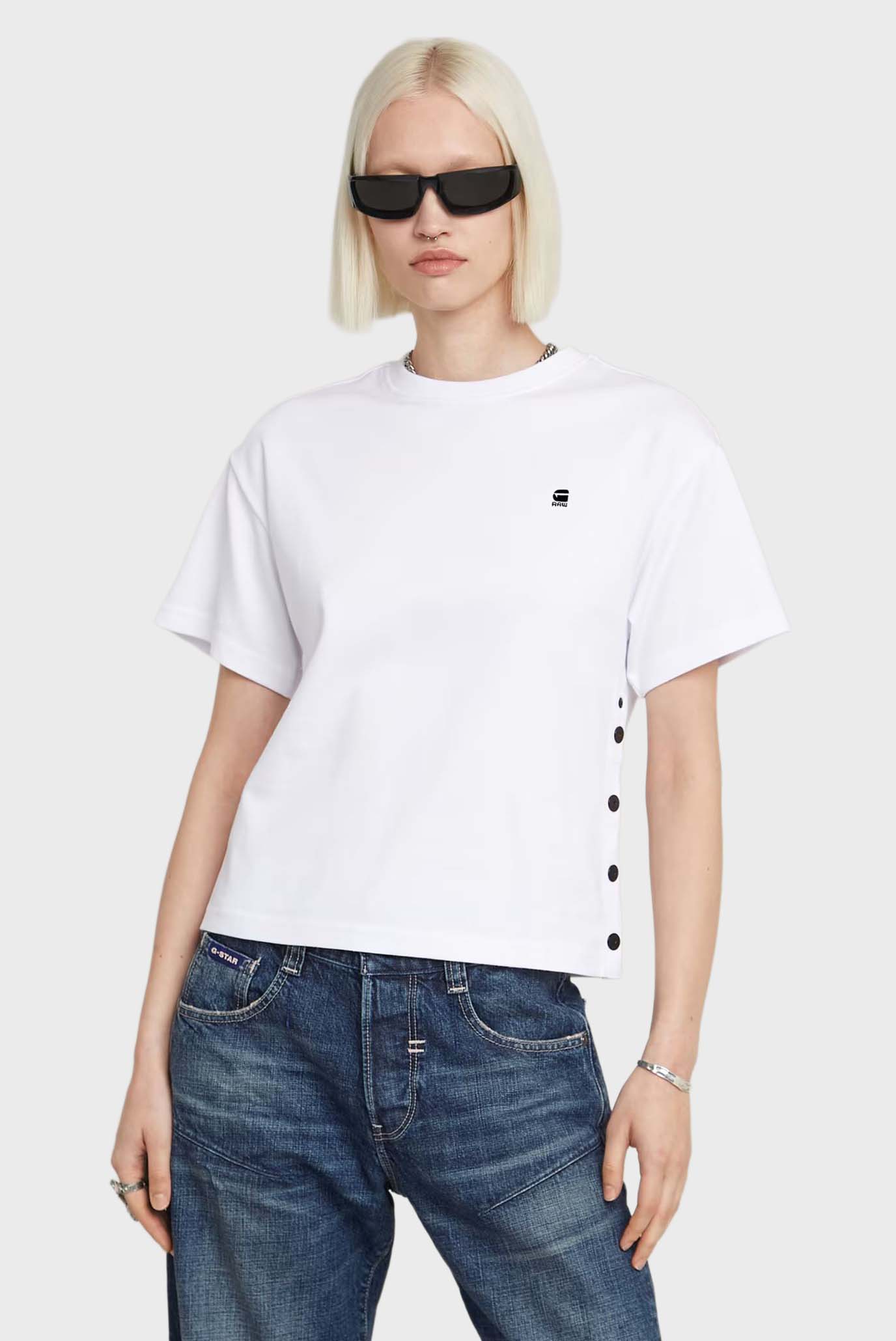 Женская белая футболка Side buttons Белый L G-Star RAW D26359,D959 Женская белая футболка Side buttons Белый L G-Star RAW D26359,D959