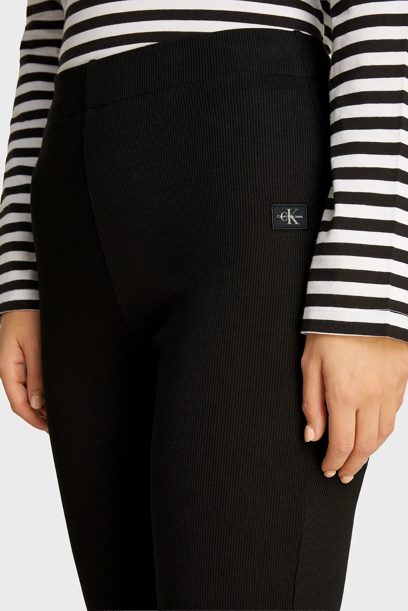 Женские черные спортивные брюки WOVEN LABEL WIDE LEG RIB PANTS 4