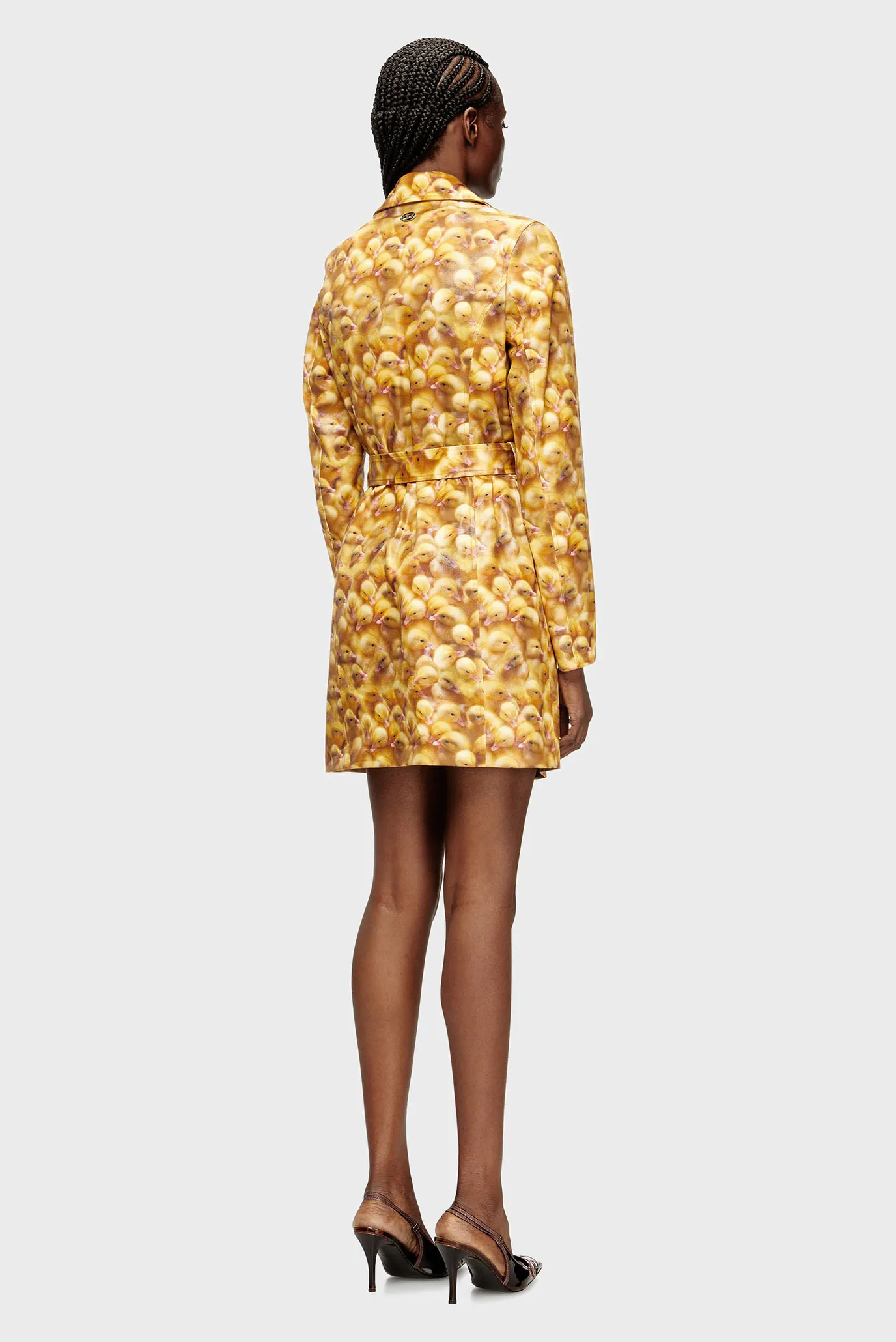 Женский желтый тренч с узором G-OJI GIACCA 3