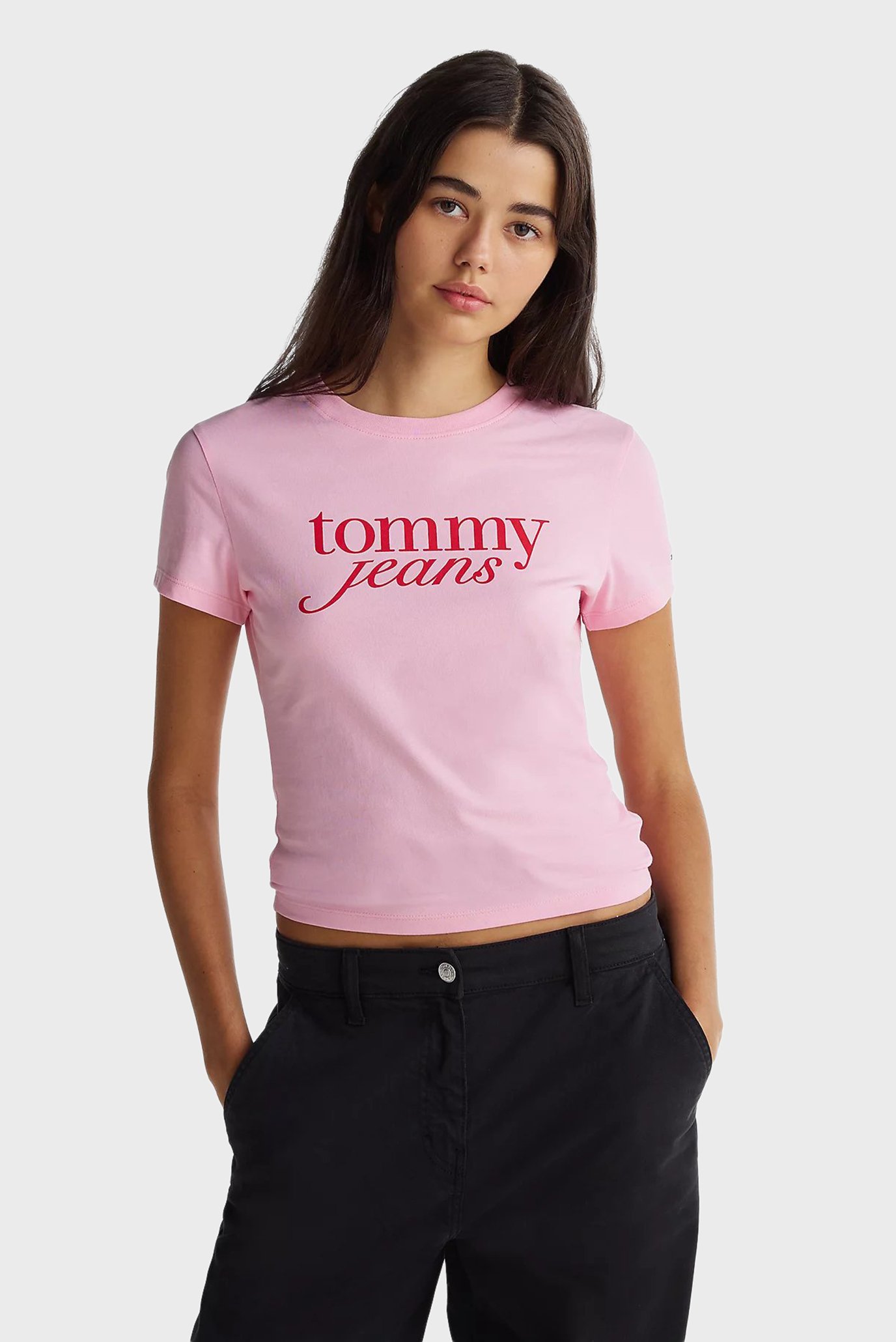 Женская розовая футболка TJW SLIM ESSENTIAL LOGO TEE EXT 1