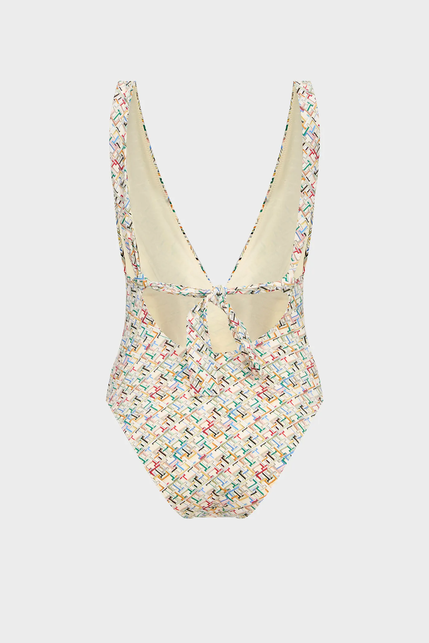 Женский бежевый купальник с узором 6