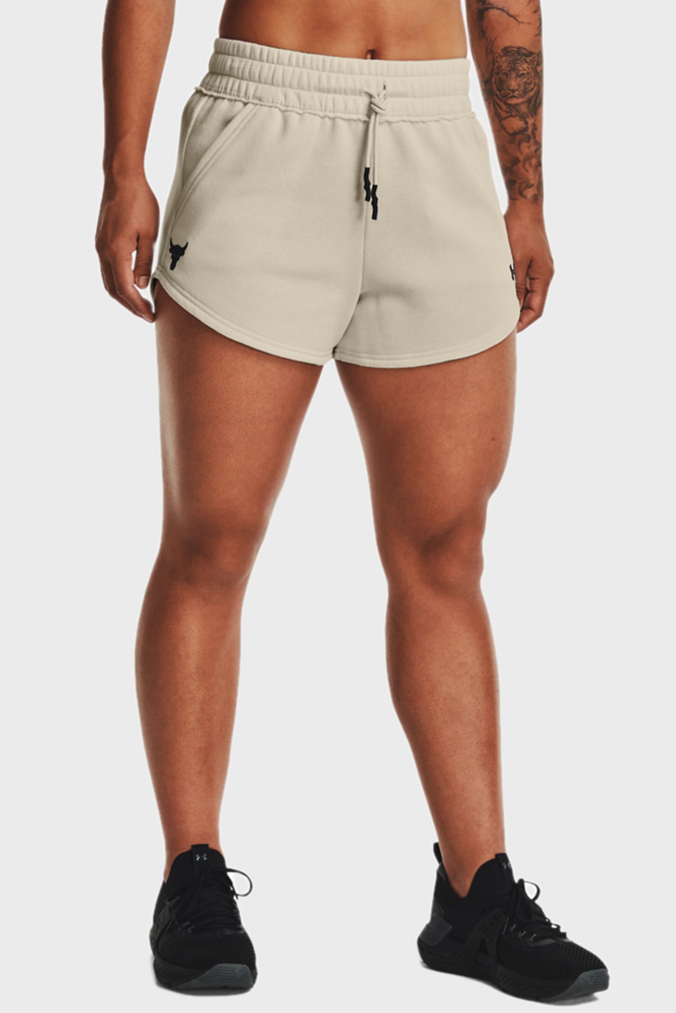 Женские бежевые шорты UA Pjt Rock Fleece Short 1