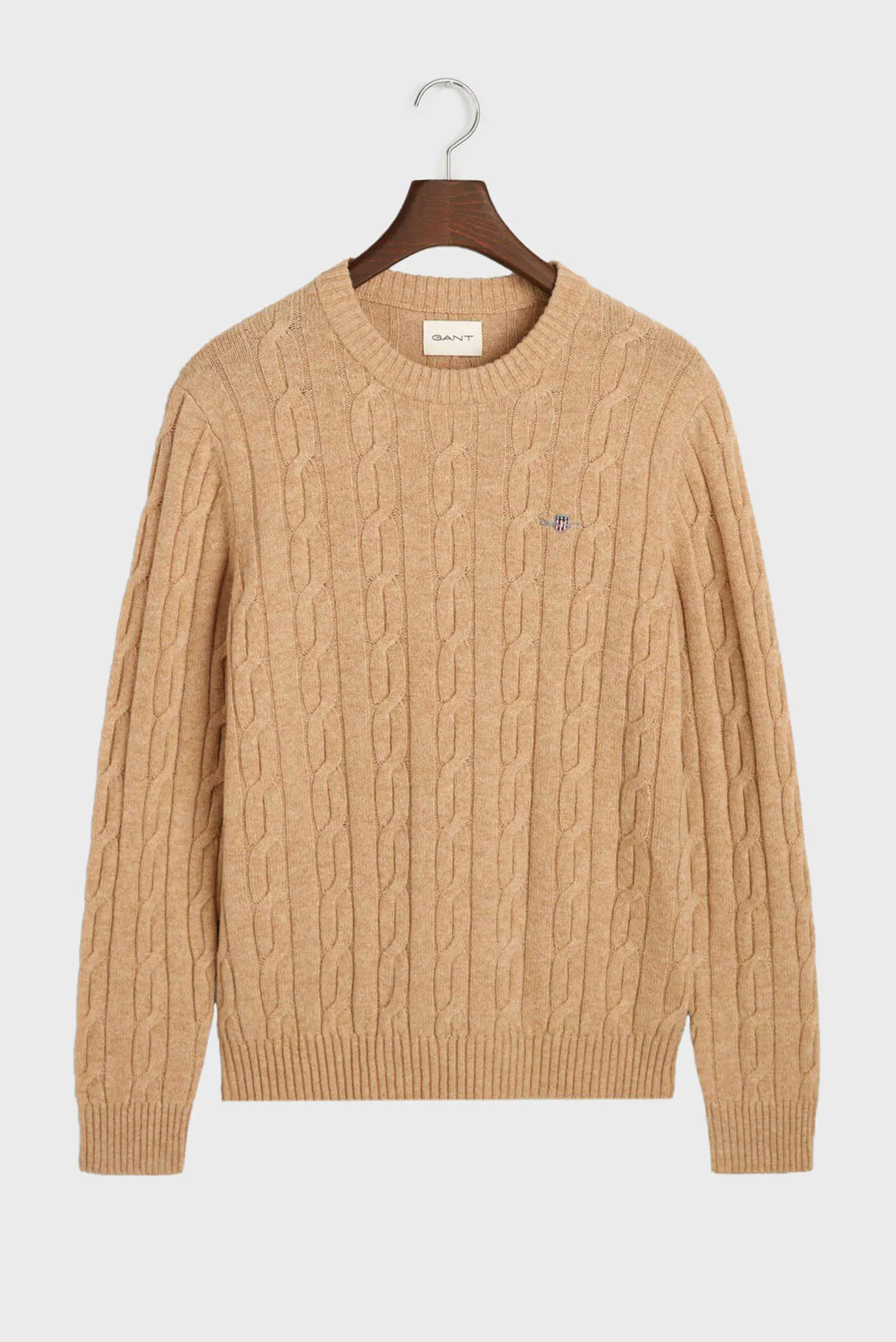 Мужской бежевый шерстяной свитер LAMBSWOOL CABLE C-NECK 6