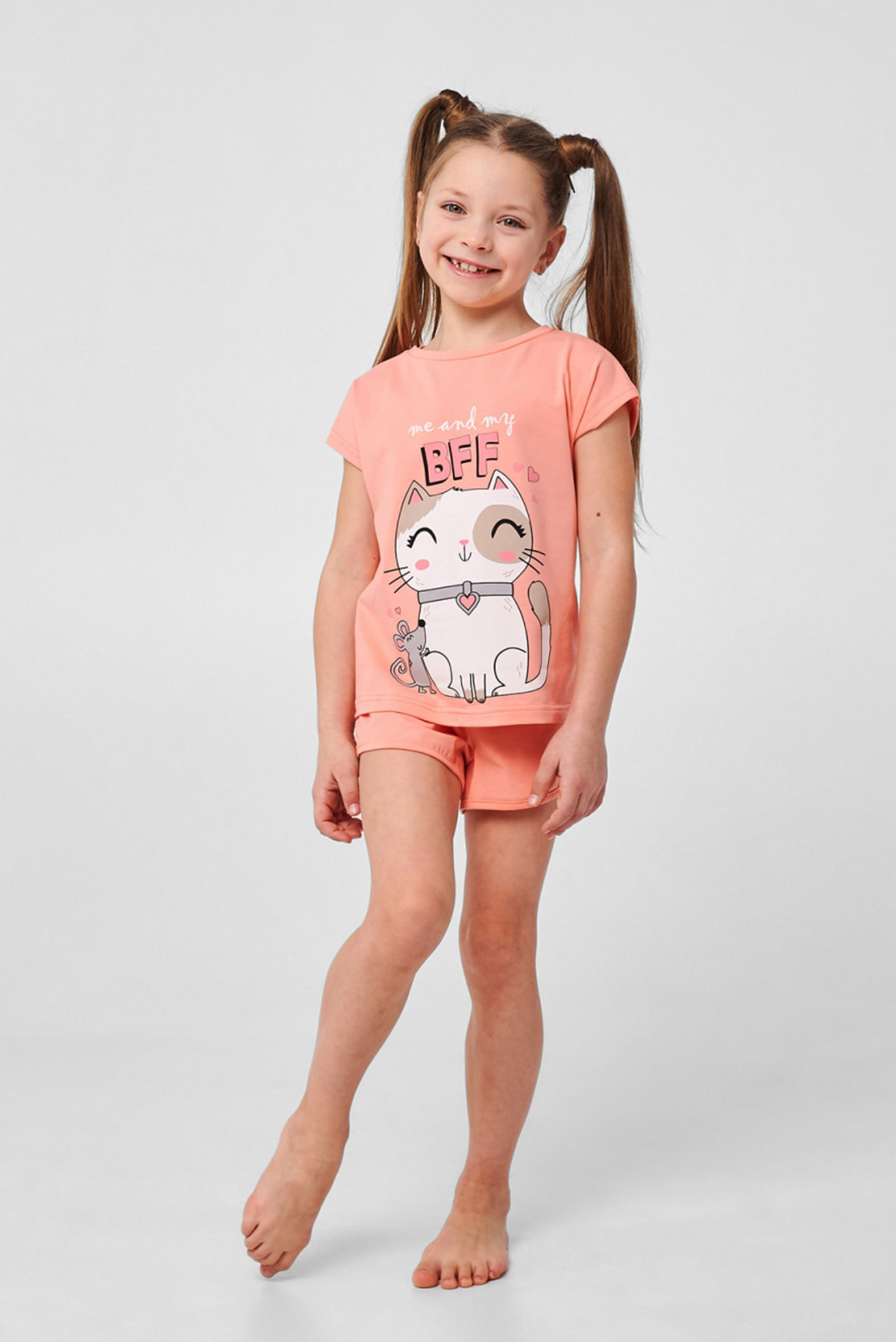 Дитяча рожева піжама (футболка, шорти) 1