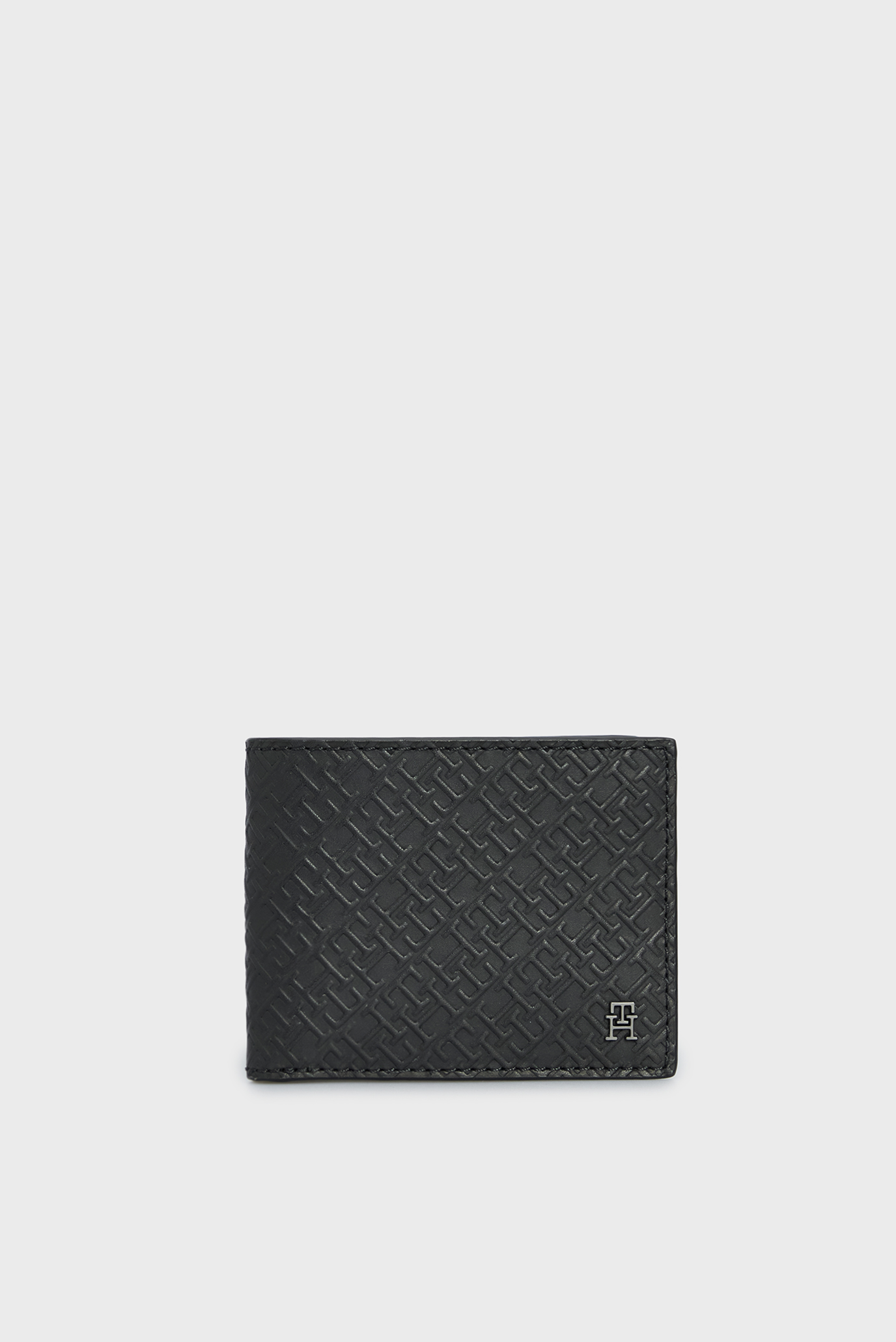 Мужской черный кожаный кошелек TH MONOGRAM MINI CC WALLET 1