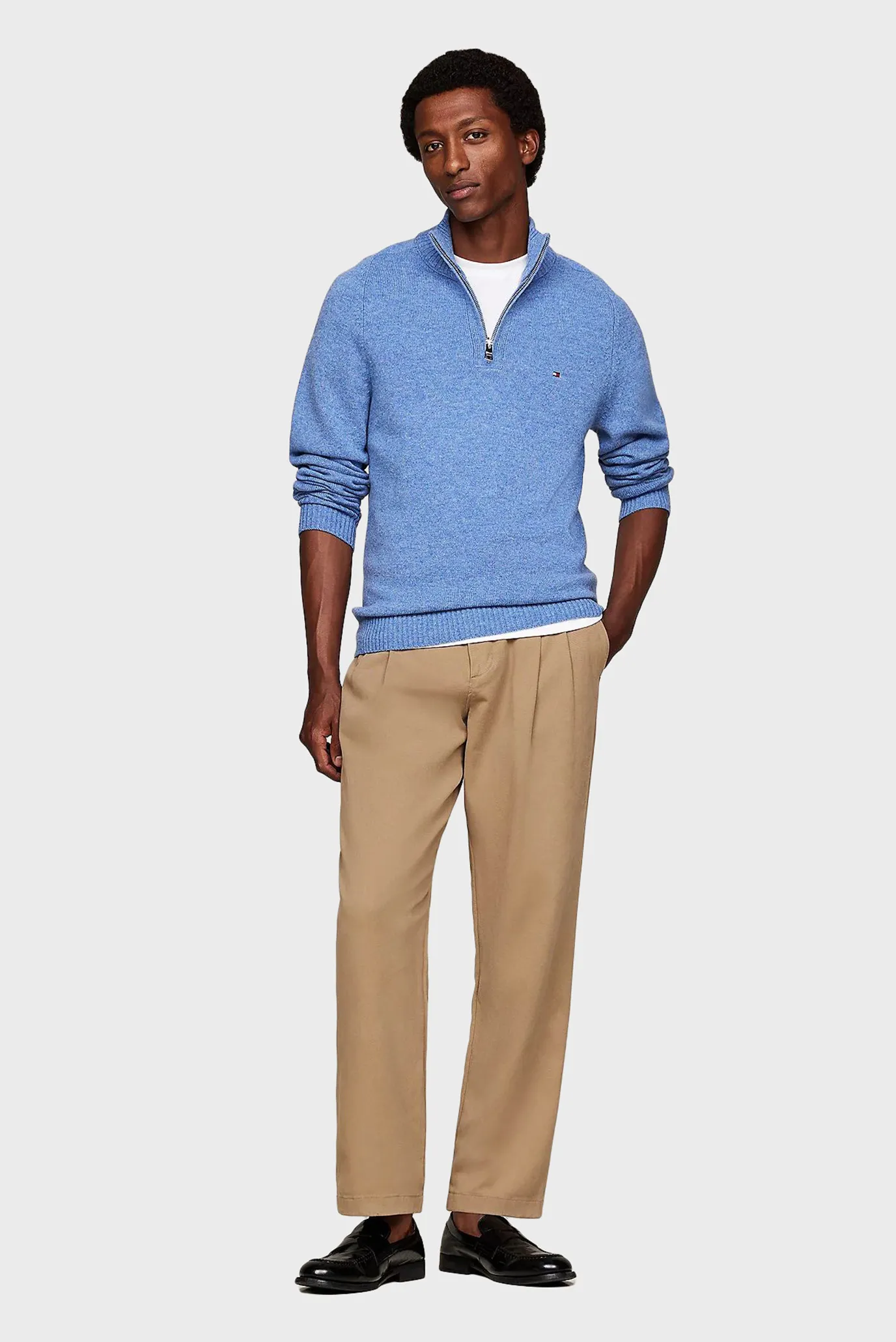 Мужская голубая шерстяная кофта LAMBSWOOL ZIP MOCK 2