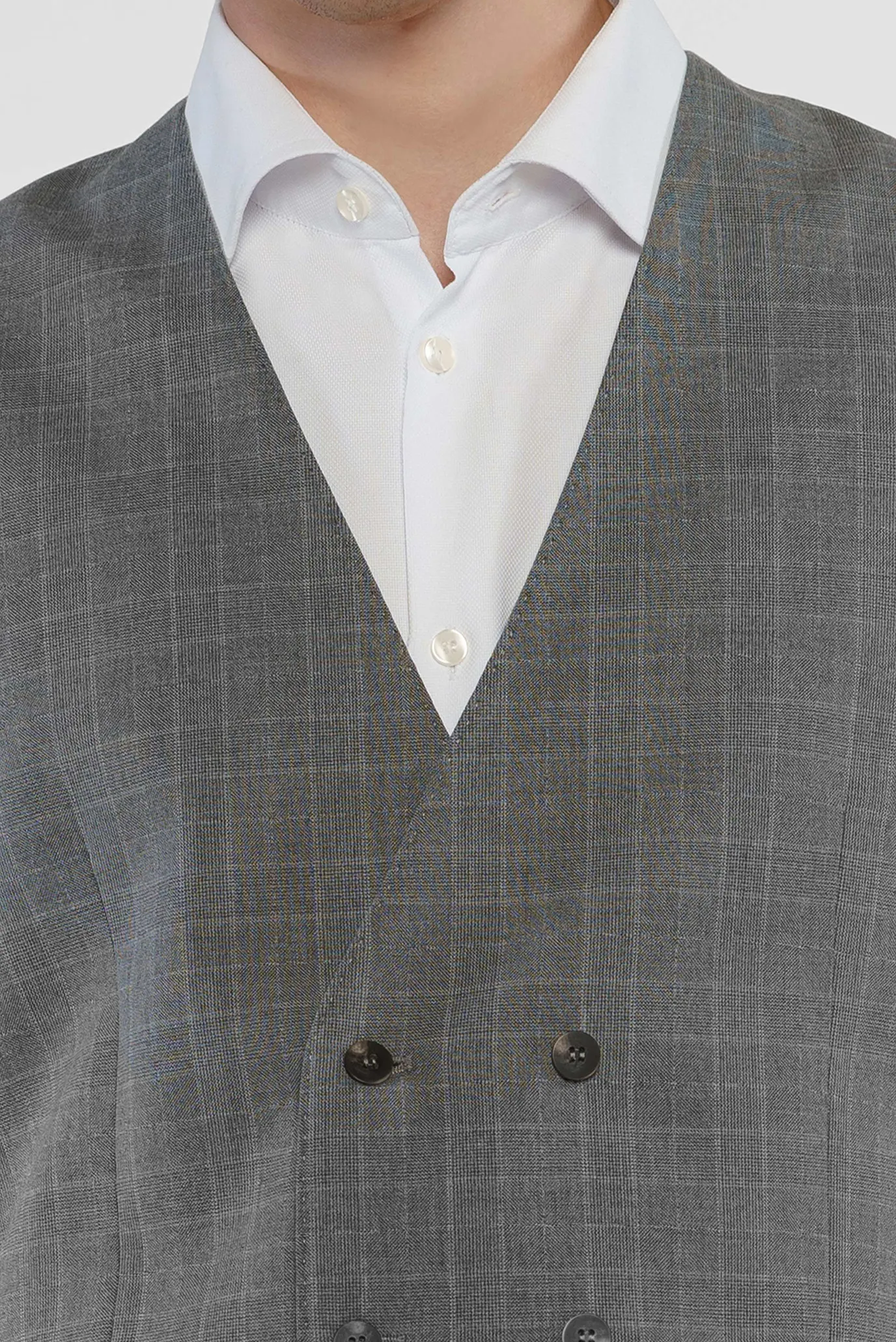 Чоловічий сірий картатий жилет 4