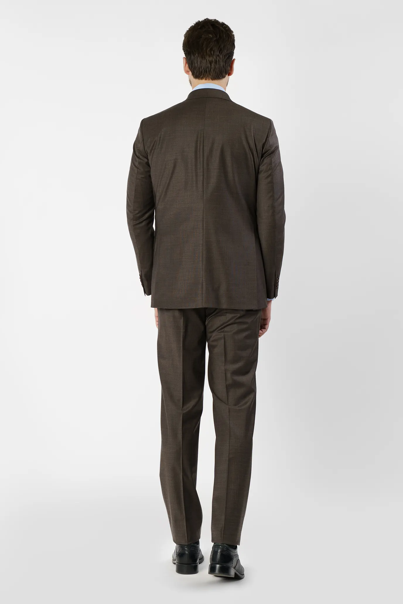 Чоловічий темно-коричневий вовняний костюм (піджак, брюки) 2