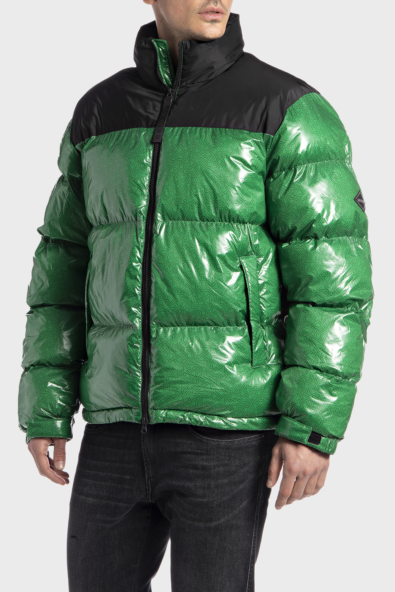 Мужская зеленая куртка с узором 1