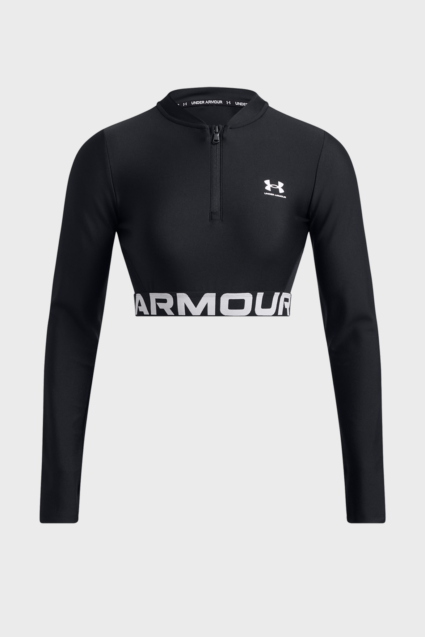 Женский черный лонгслив HeatGear Rib 1/4 Zip LS Under Armour