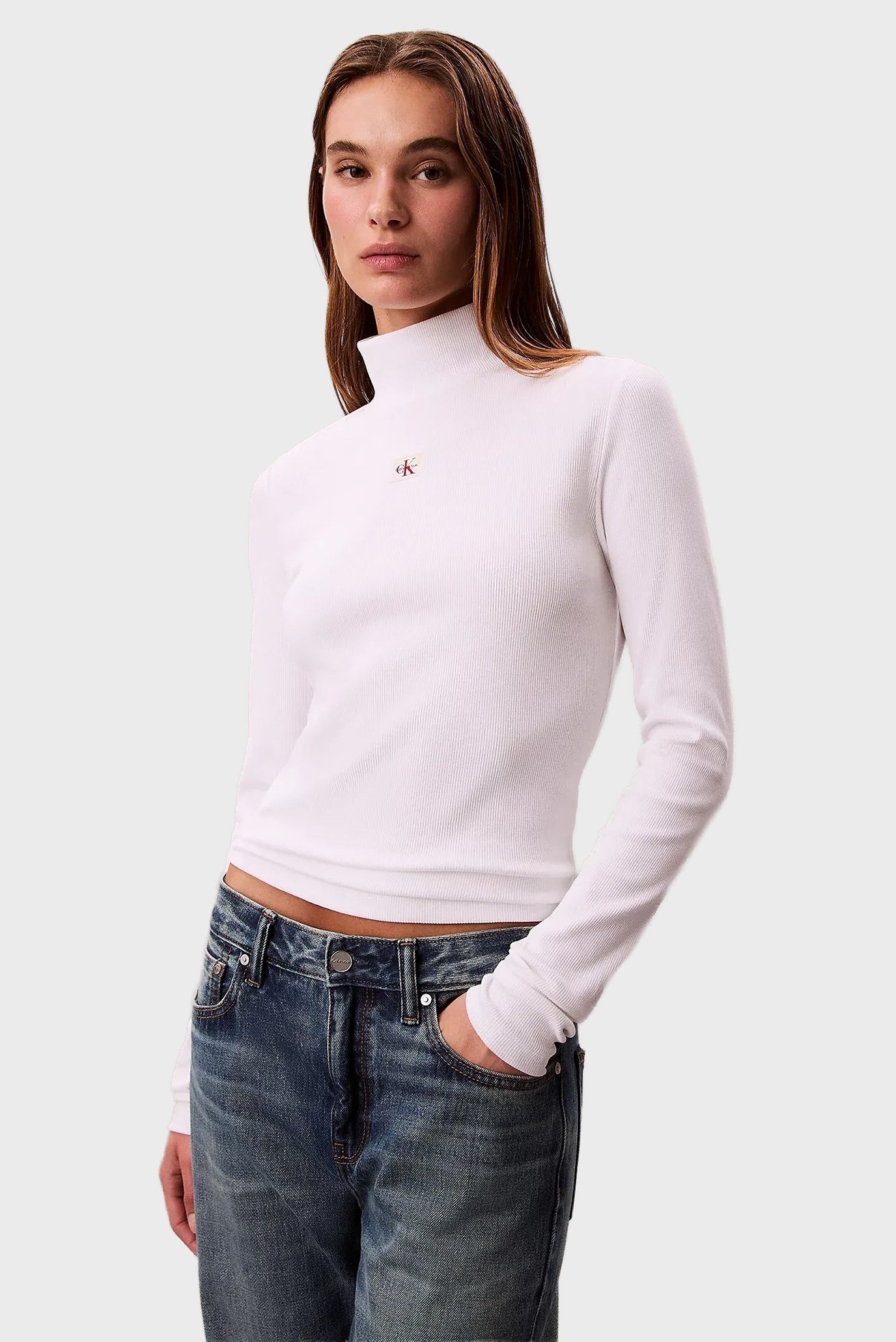 Женский белый гольф WOVEN LABEL Белый S Calvin Klein Jeans LV047D203G Женский белый гольф WOVEN LABEL Белый S Calvin Klein Jeans LV047D203G