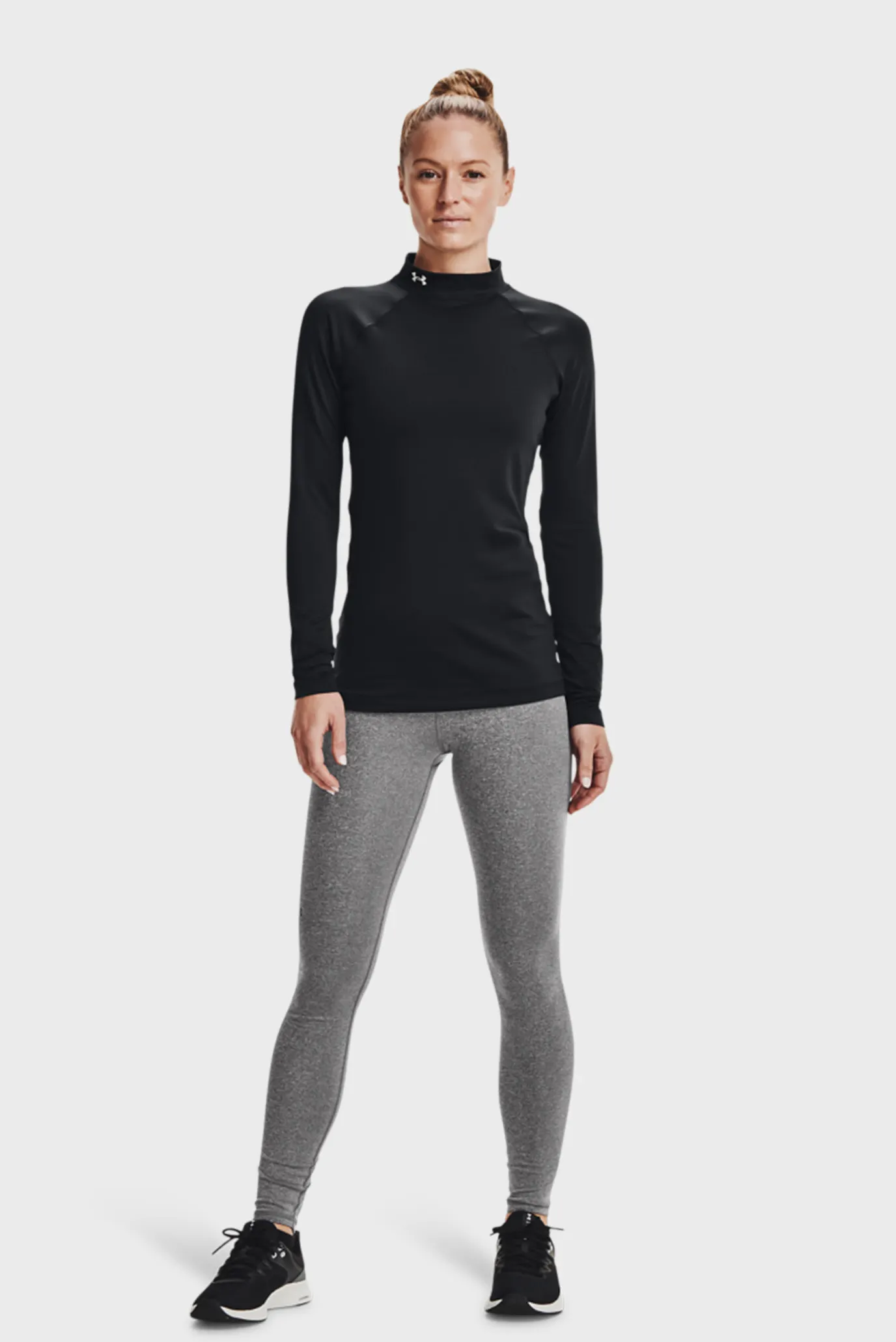 Жіночий чорний лонгслів UA CG Authentics Mockneck-BLK 2