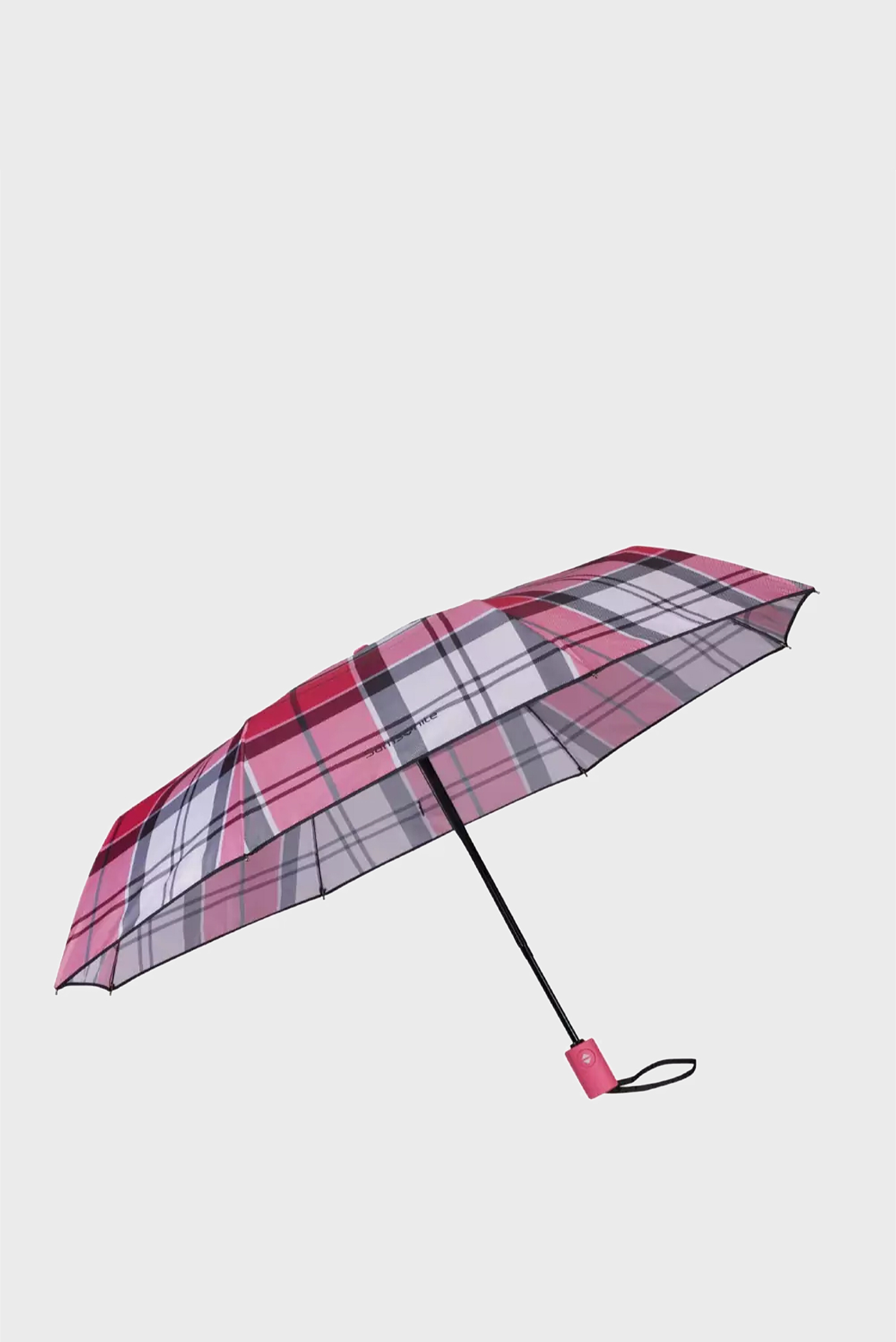 Жіноча червона картата парасолька WOOD CLASSIC S 1
