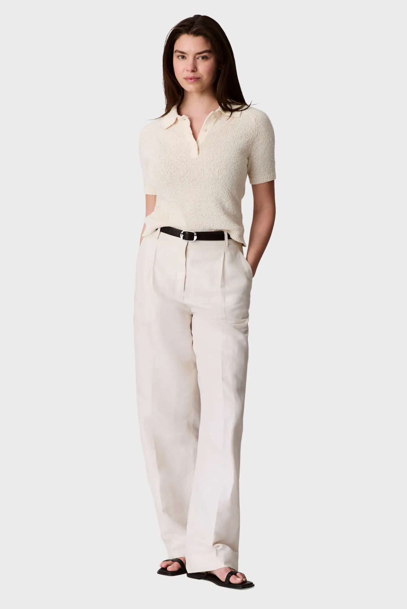 Женское белое поло Summer Boucle 2