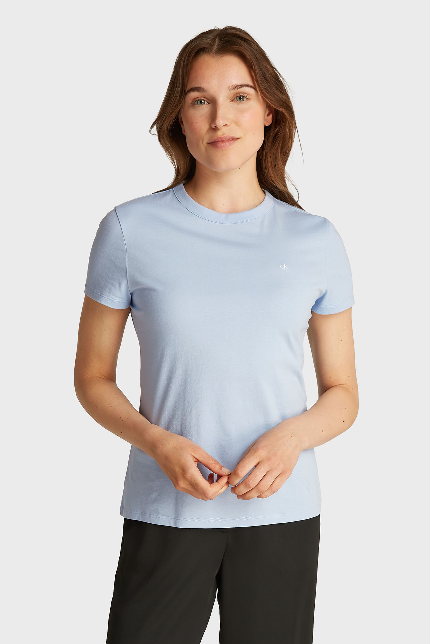 Женская голубая футболка CK EMB GRAPHIC SLIM T-SHIRT Голубой L Calvin Klein K20K208061 Женская голубая футболка CK EMB GRAPHIC SLIM T-SHIRT Голубой L Calvin Klein K20K208061