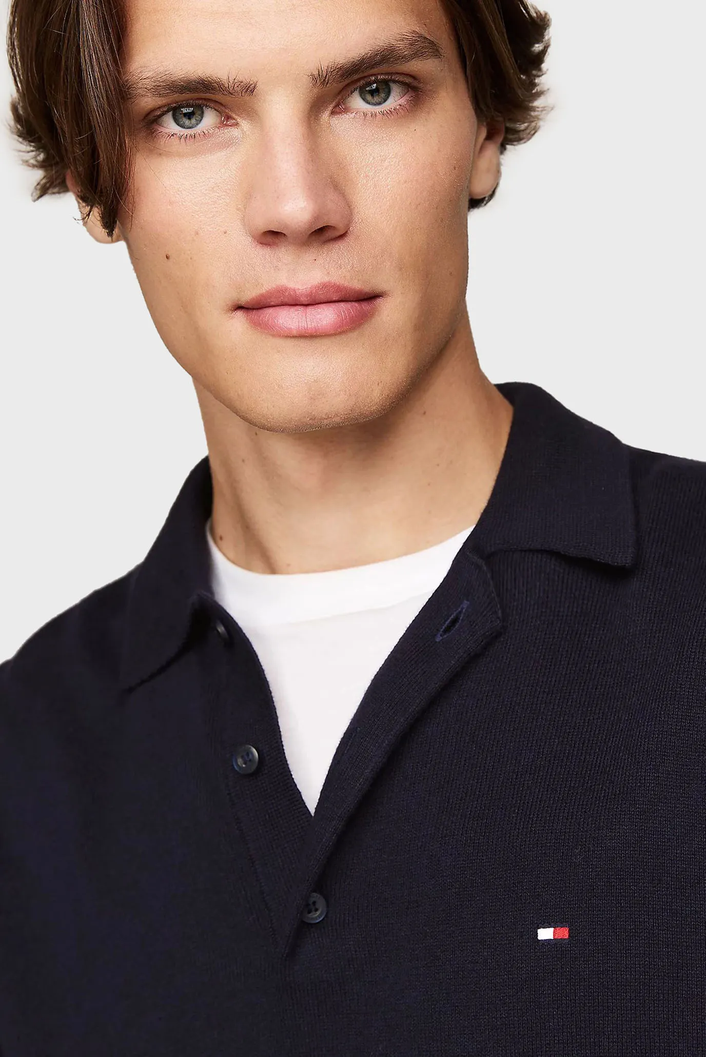 Мужское темно-синее поло PIMA ORG CTN CASHMERE LS POLO 4