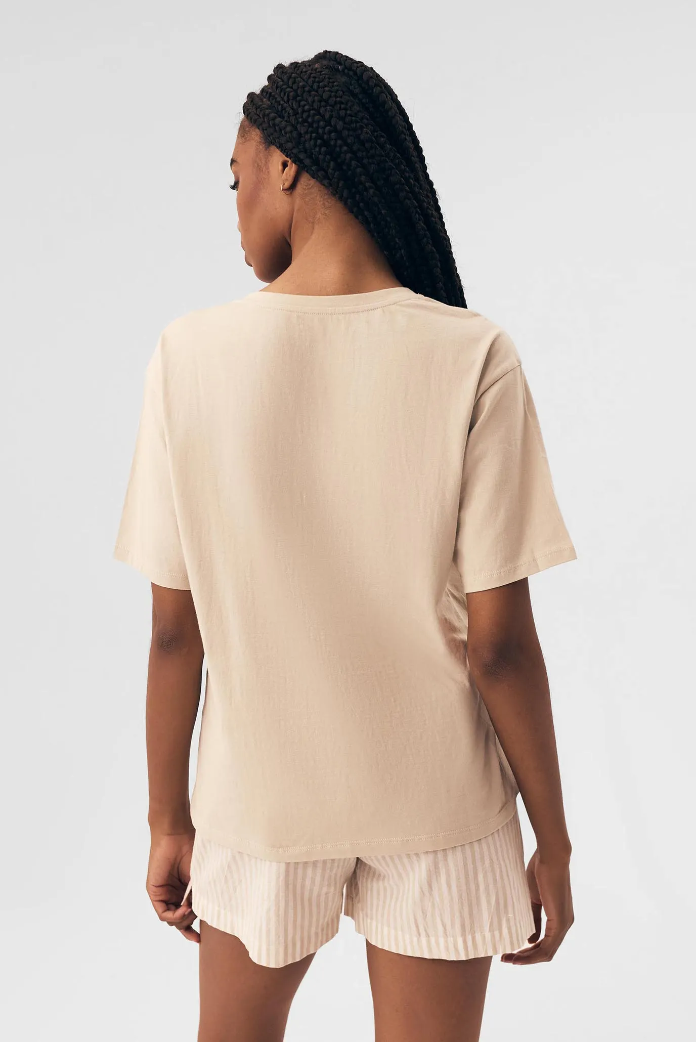 Женская бежевая пижама в полоску (футболка, шорты) Rossini 4