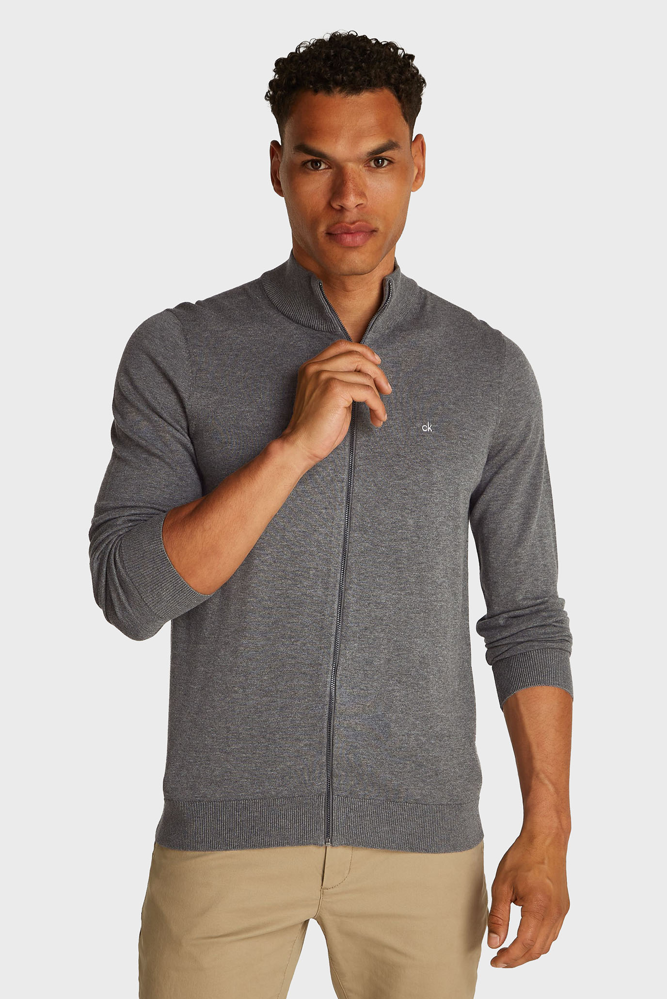 Мужской серый кардиган COTTON SILK BLEND Серый S Calvin Klein K10K114337 Мужской серый кардиган COTTON SILK BLEND Серый S Calvin Klein K10K114337