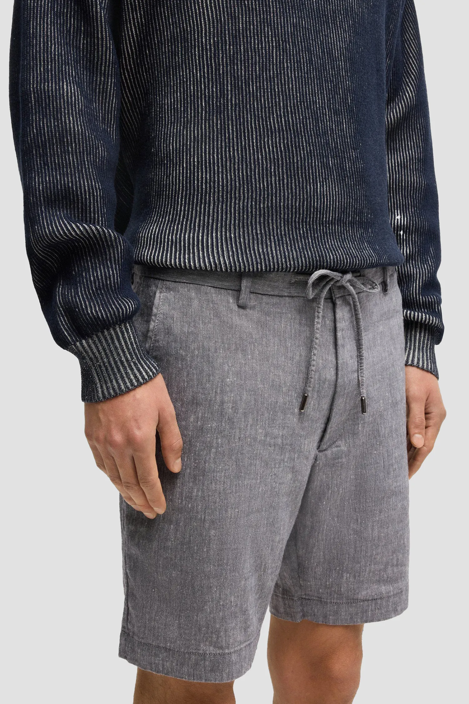 Мужские серые льняные шорты 3