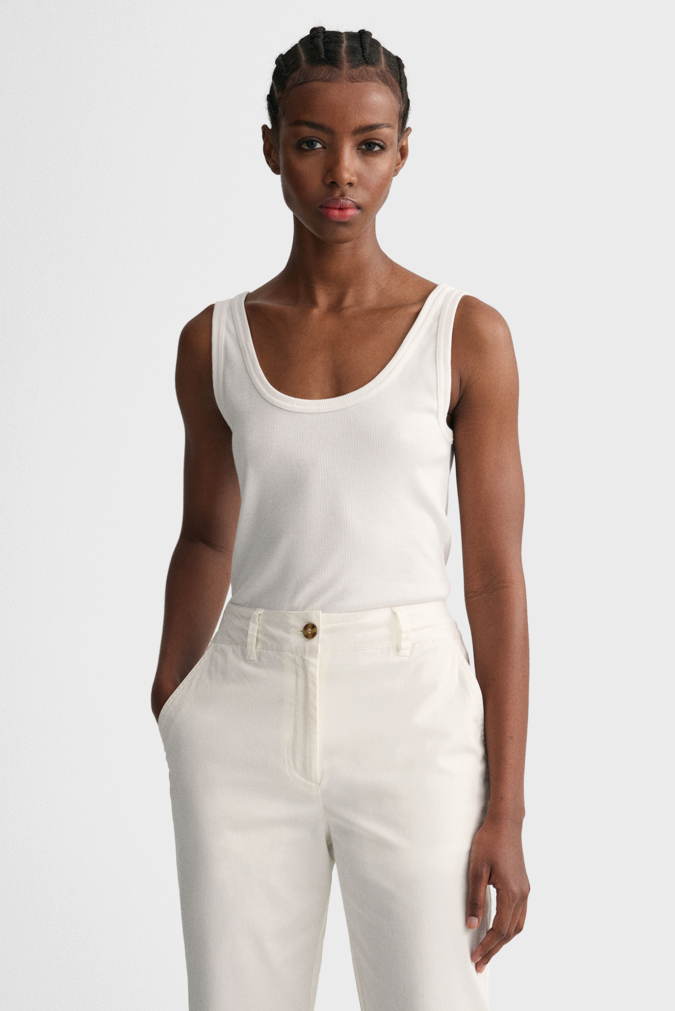 Женская белая майка SLIM RIBBED TANK TOP Белый M Gant 4201409 Женская белая майка SLIM RIBBED TANK TOP Белый M Gant 4201409