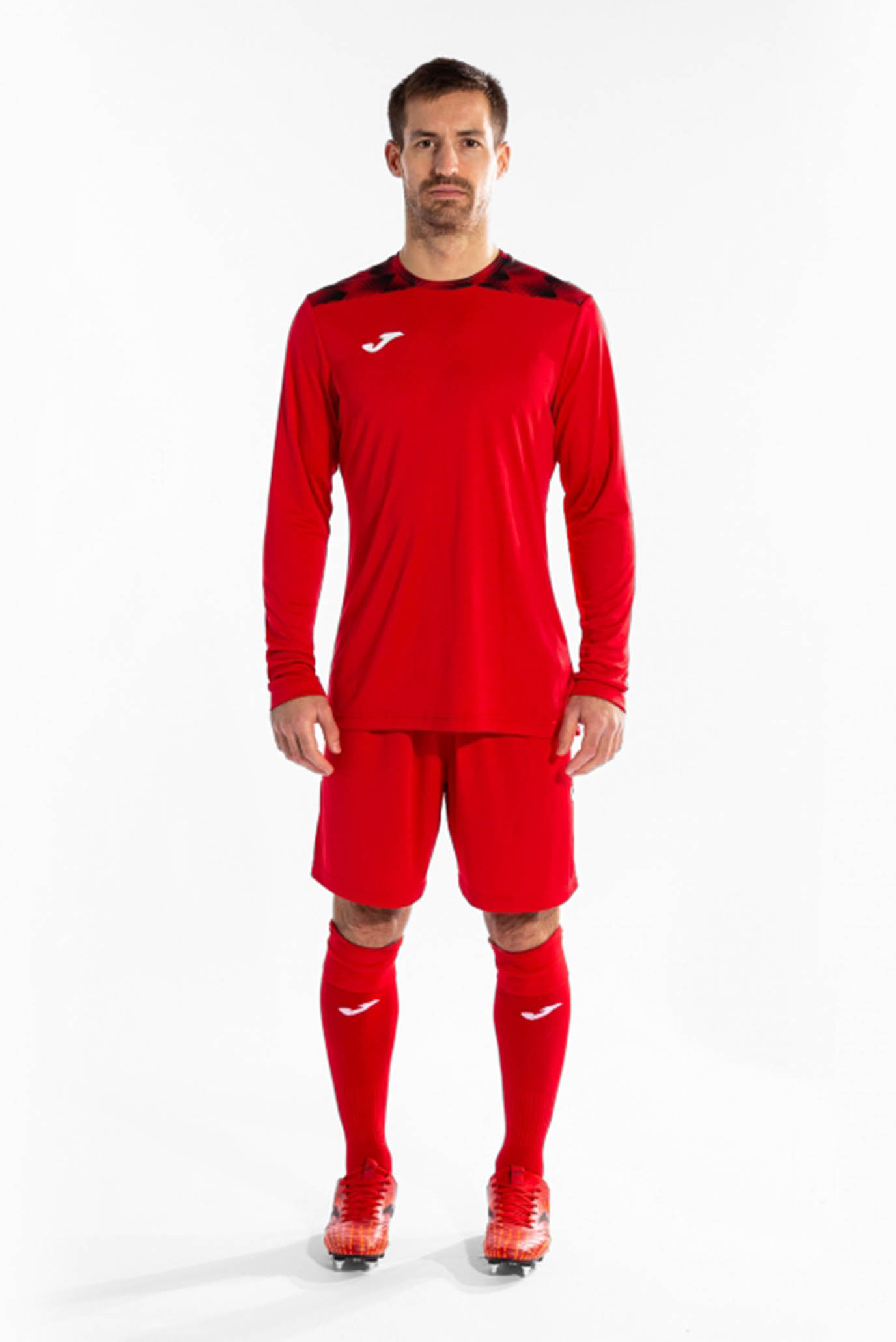 Чоловіча червона воротарська форма (лонгслів, шорти, гетри) 1