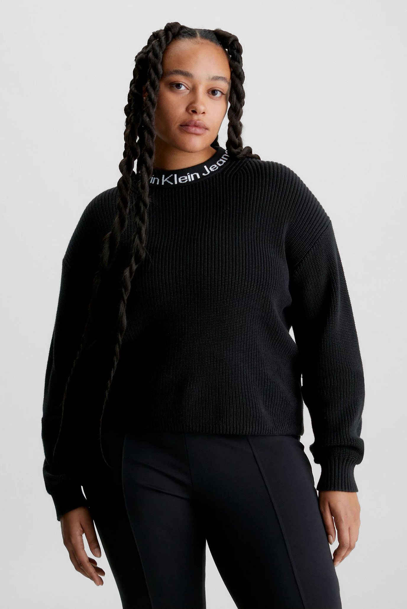 Жіночий чорний светр LOGO INTARSIA LOOSE SWEATER 1