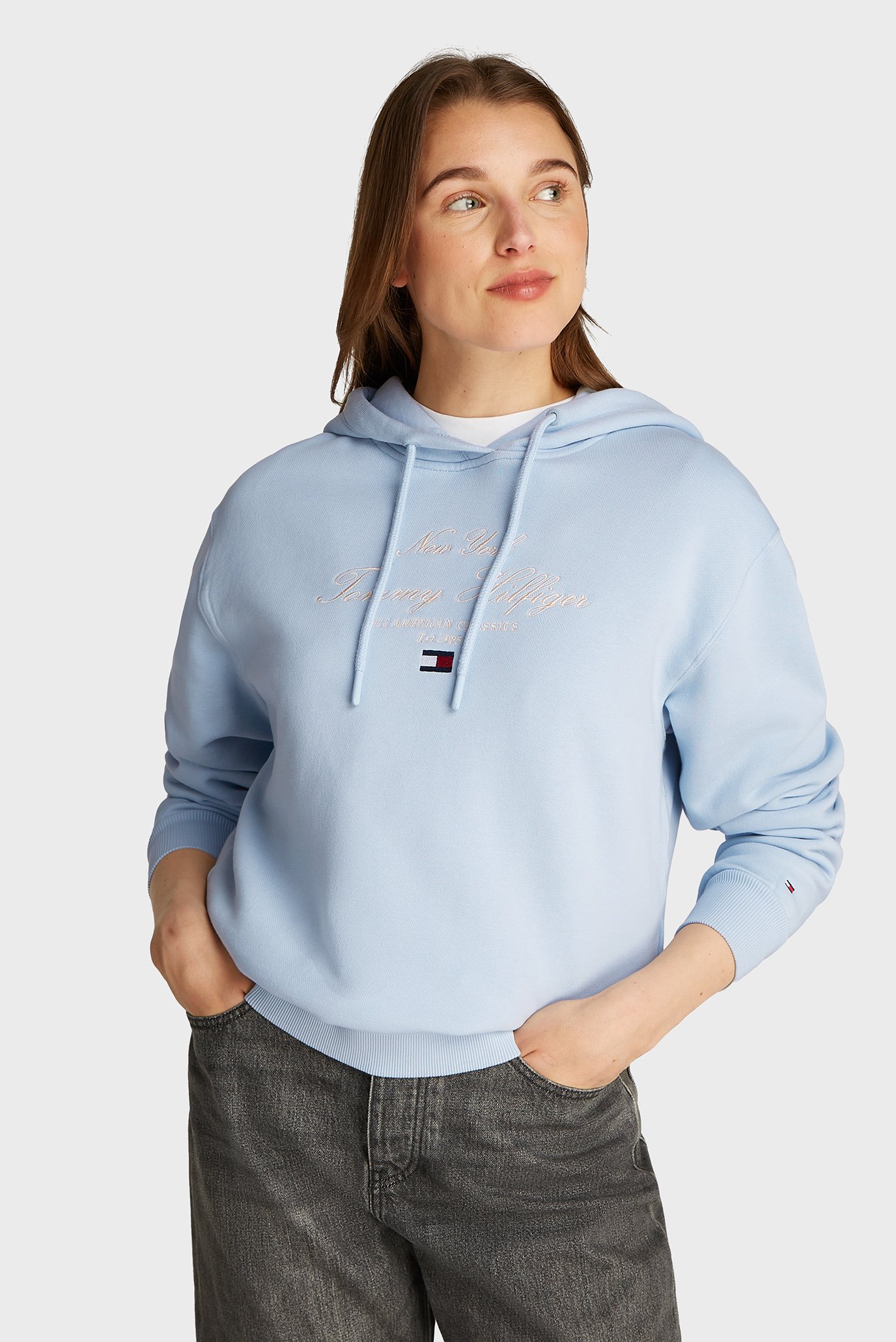 Женское голубое худи MODERN SCRIPT GRAPHIC Голубой S Tommy Hilfiger WW0WW43842 Женское голубое худи MODERN SCRIPT GRAPHIC Голубой S Tommy Hilfiger WW0WW43842